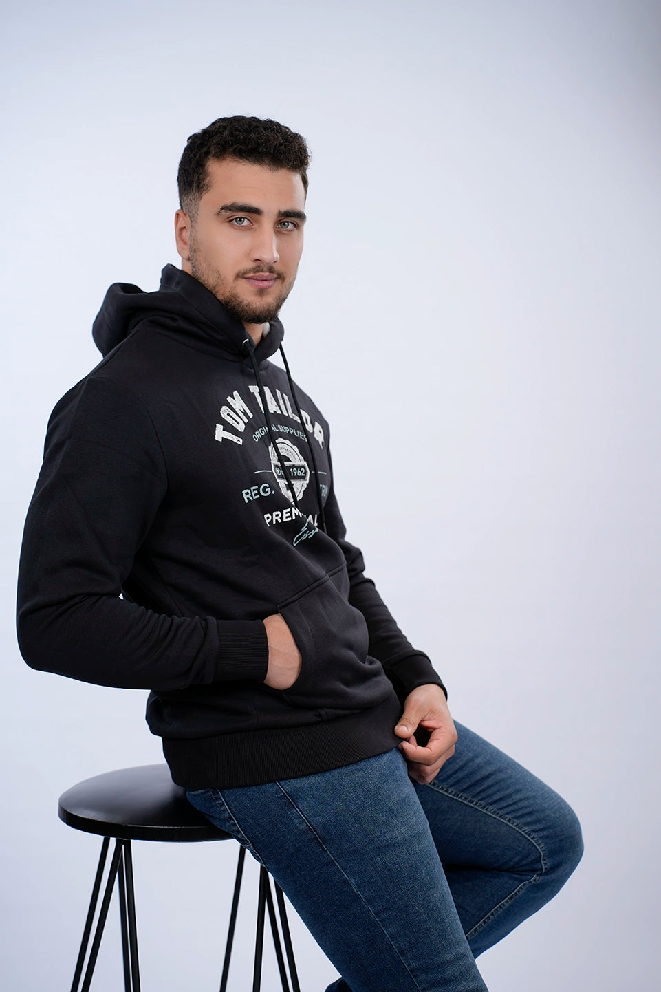 Tom Tailor Black Hoodie With Front Logo