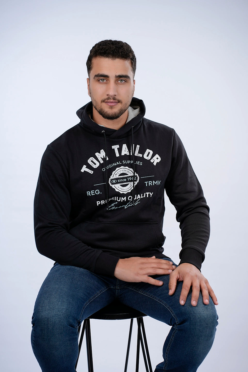 Tom Tailor Black Hoodie With Front Logo