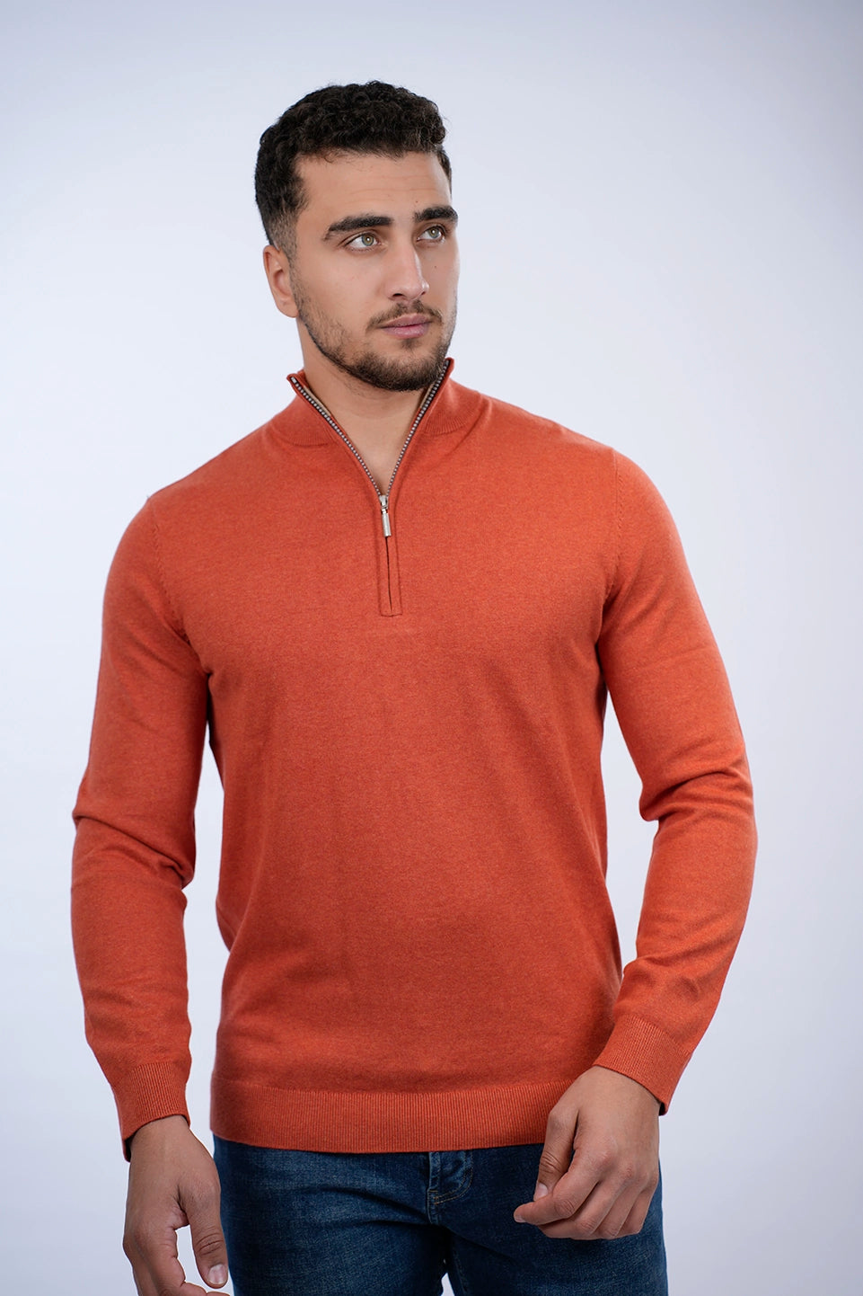 Tom Tailor Orange Sweater With Half Zipper To Close