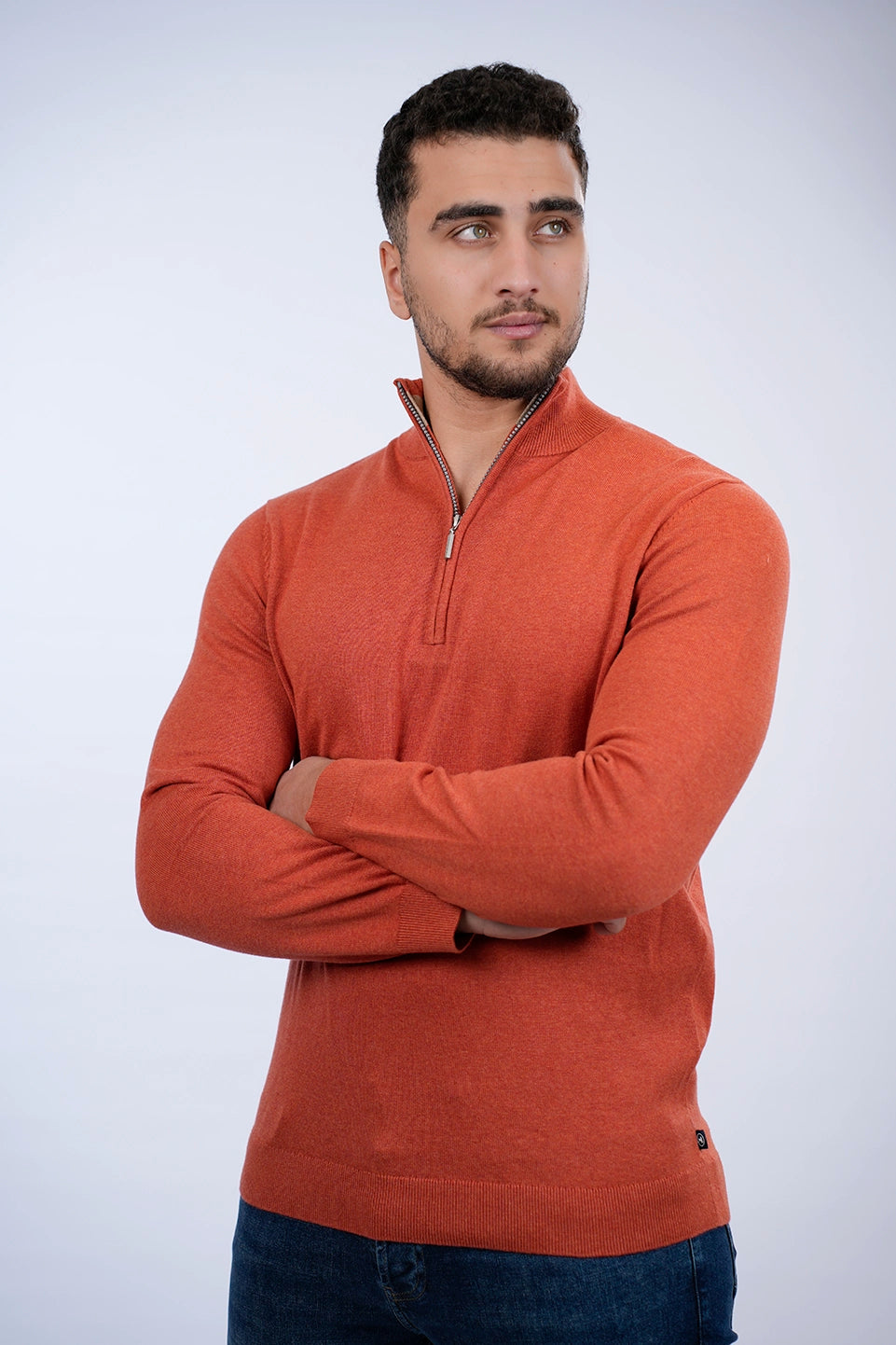 Tom Tailor Orange Sweater With Half Zipper To Close