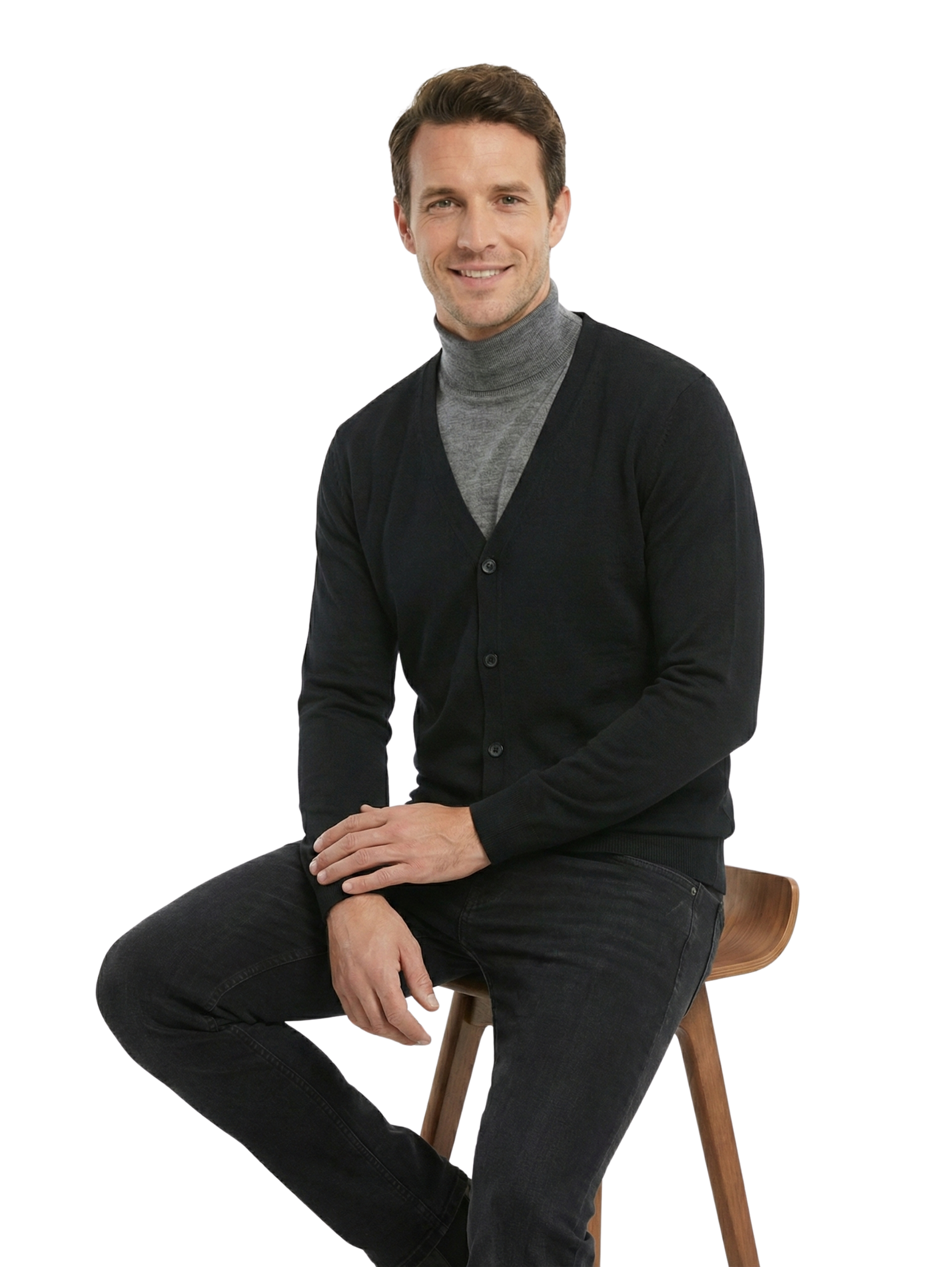 Damat Long Sleeve Black Pullover With Button To Close