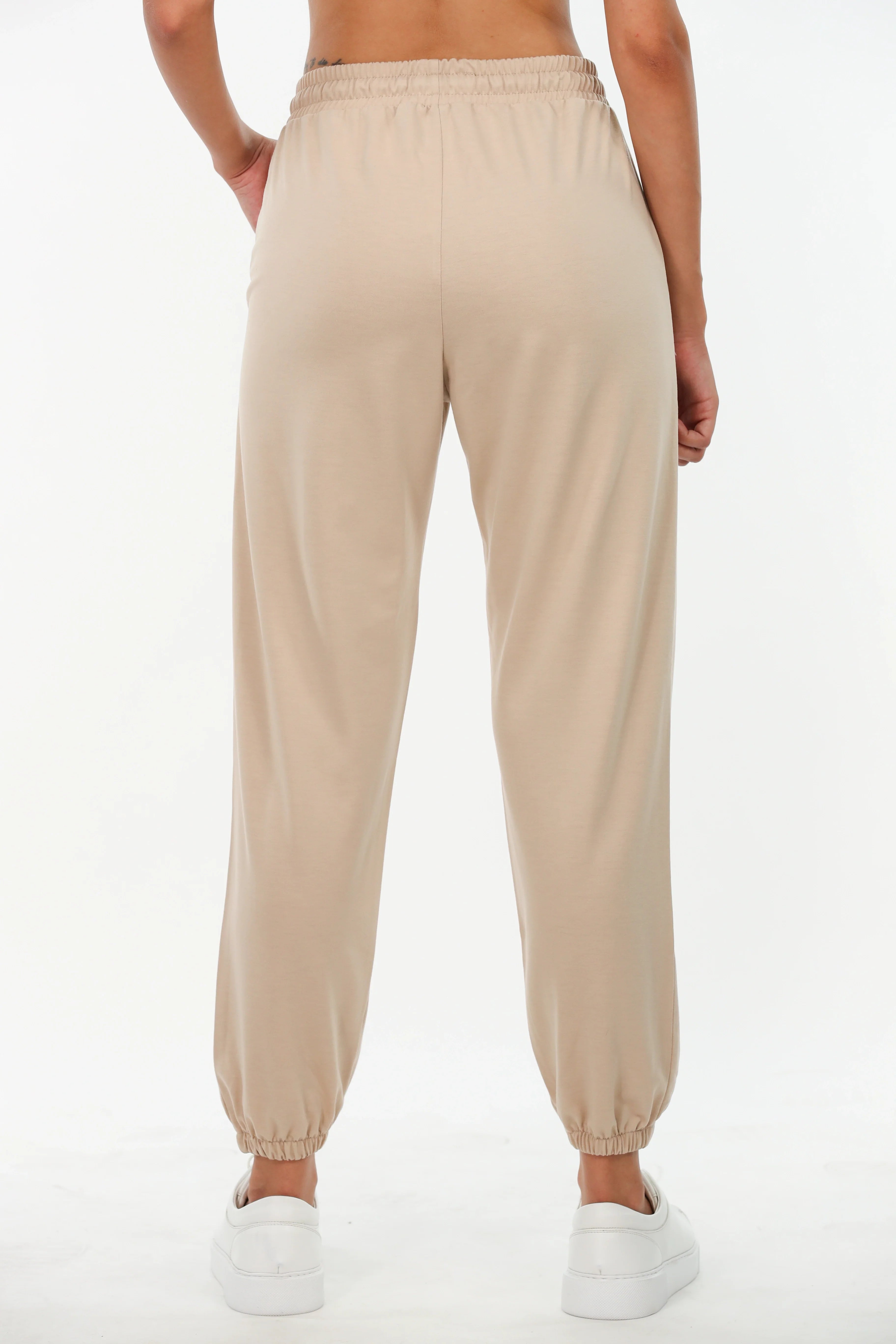 Beige Tight Leg Sweatpants