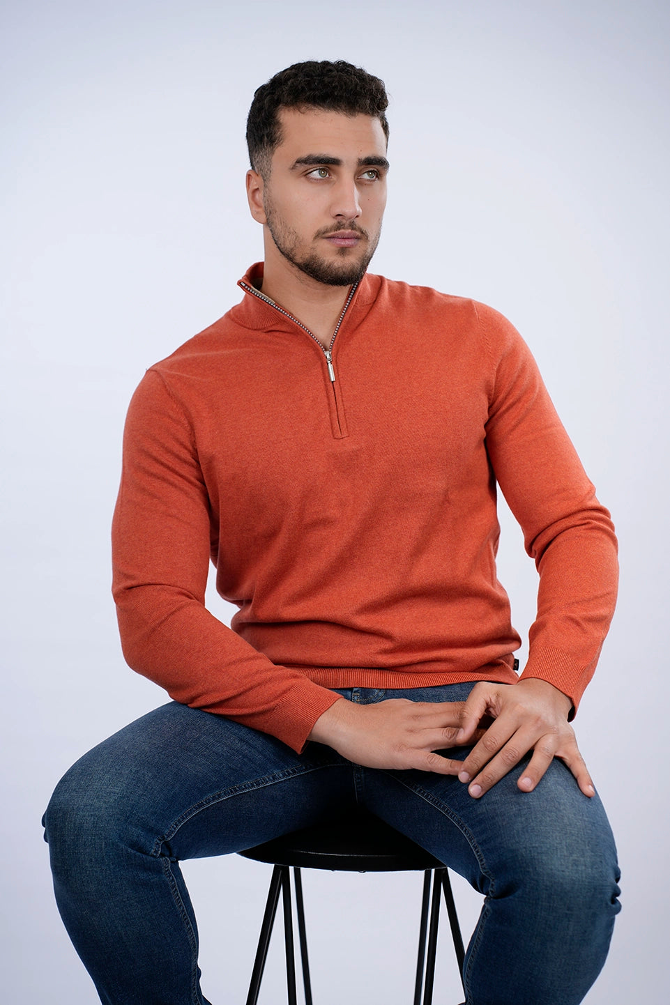 Tom Tailor Orange Sweater With Half Zipper To Close