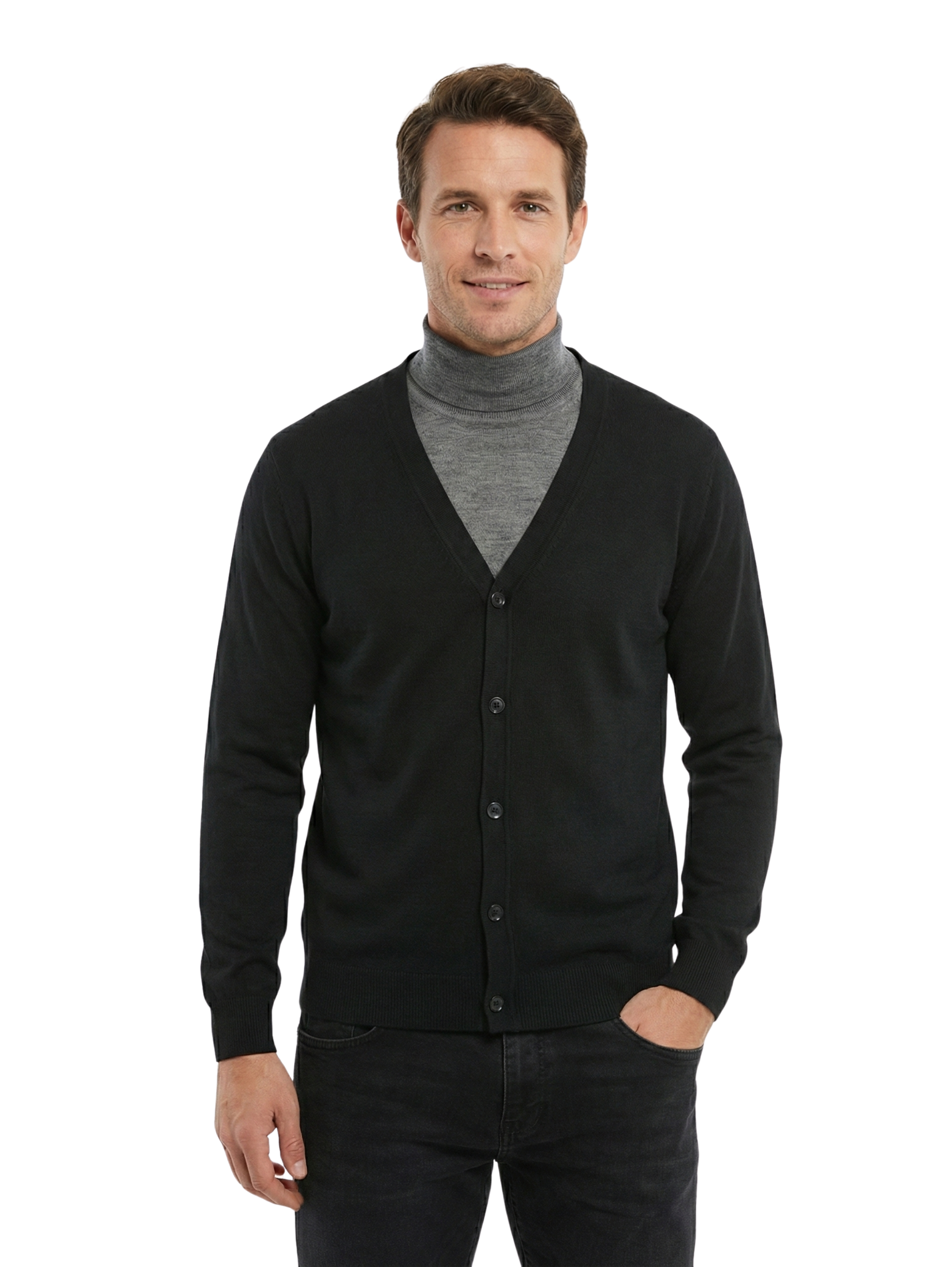Damat Long Sleeve Black Pullover With Button To Close