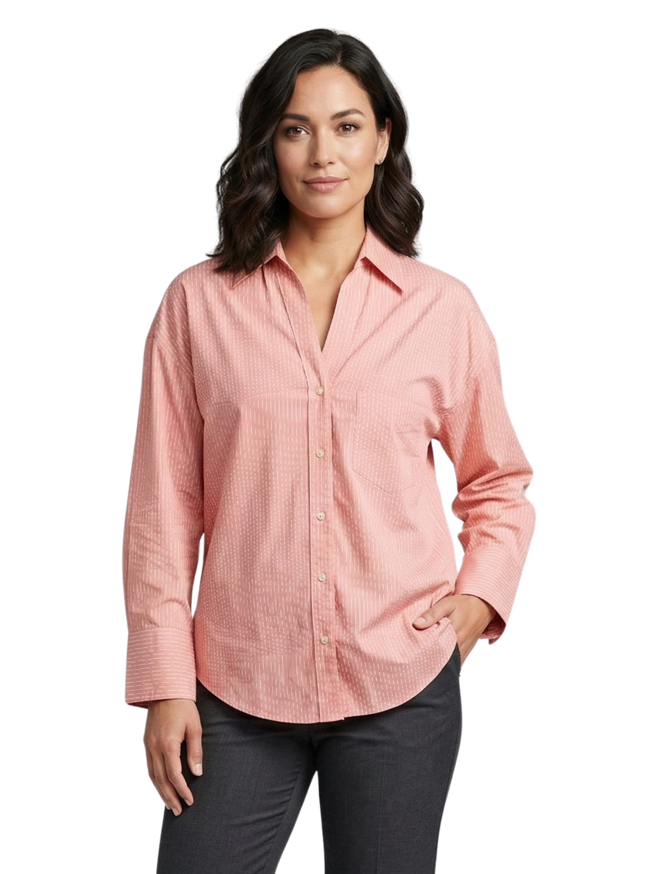 Long-Sleeved Orange Shirt With Striped Design