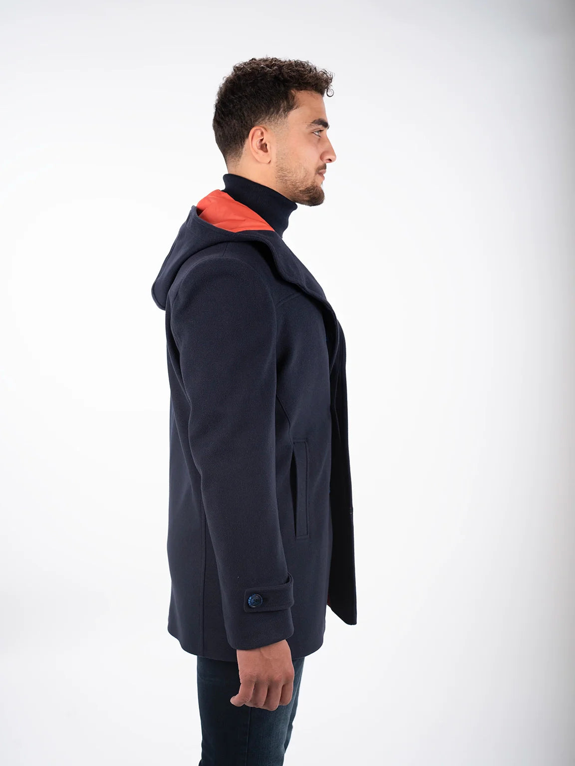 Navy Hooded Coat