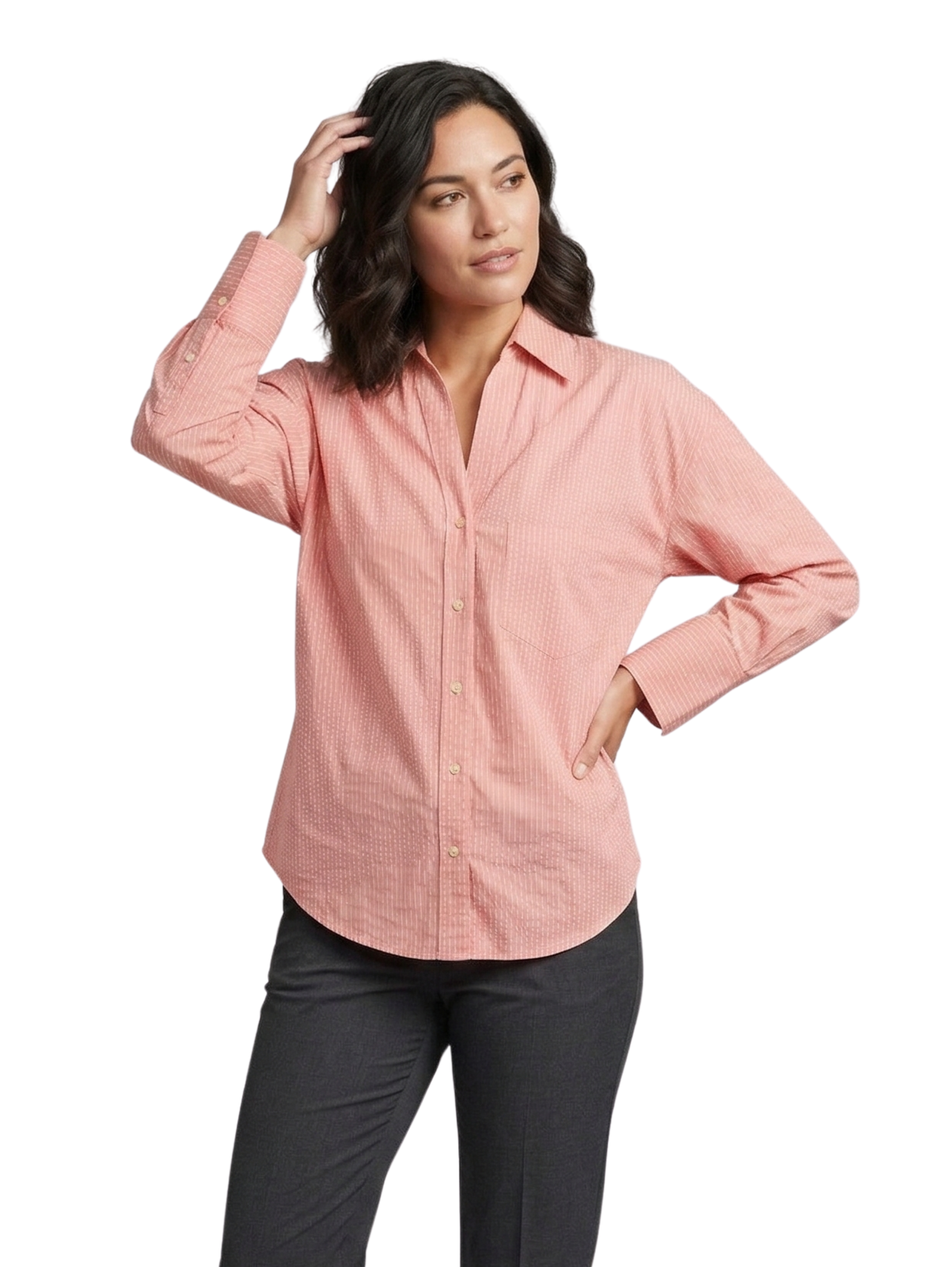 Long-Sleeved Orange Shirt With Striped Design