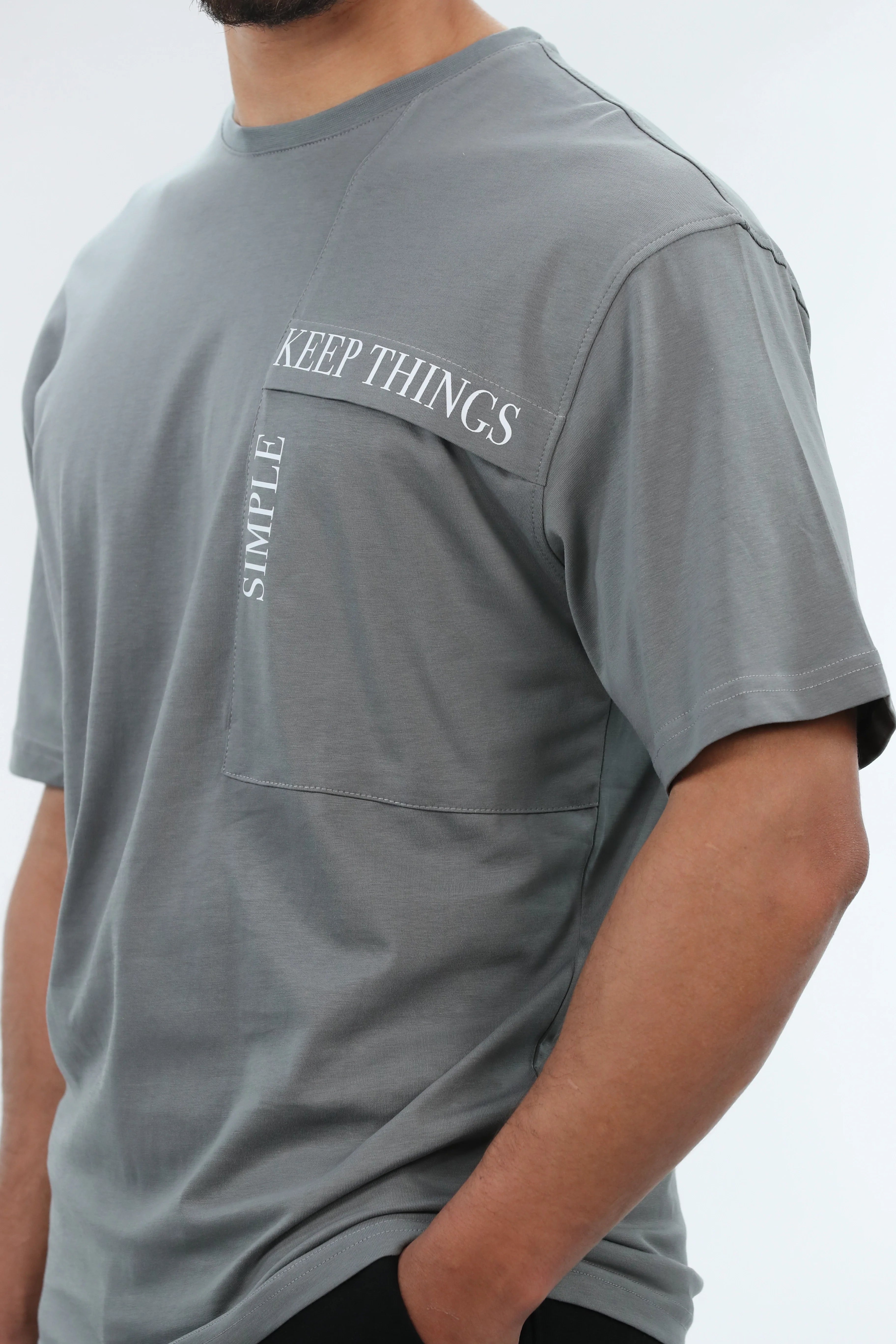 Oversized Grey T-Shirt With Pocket Design