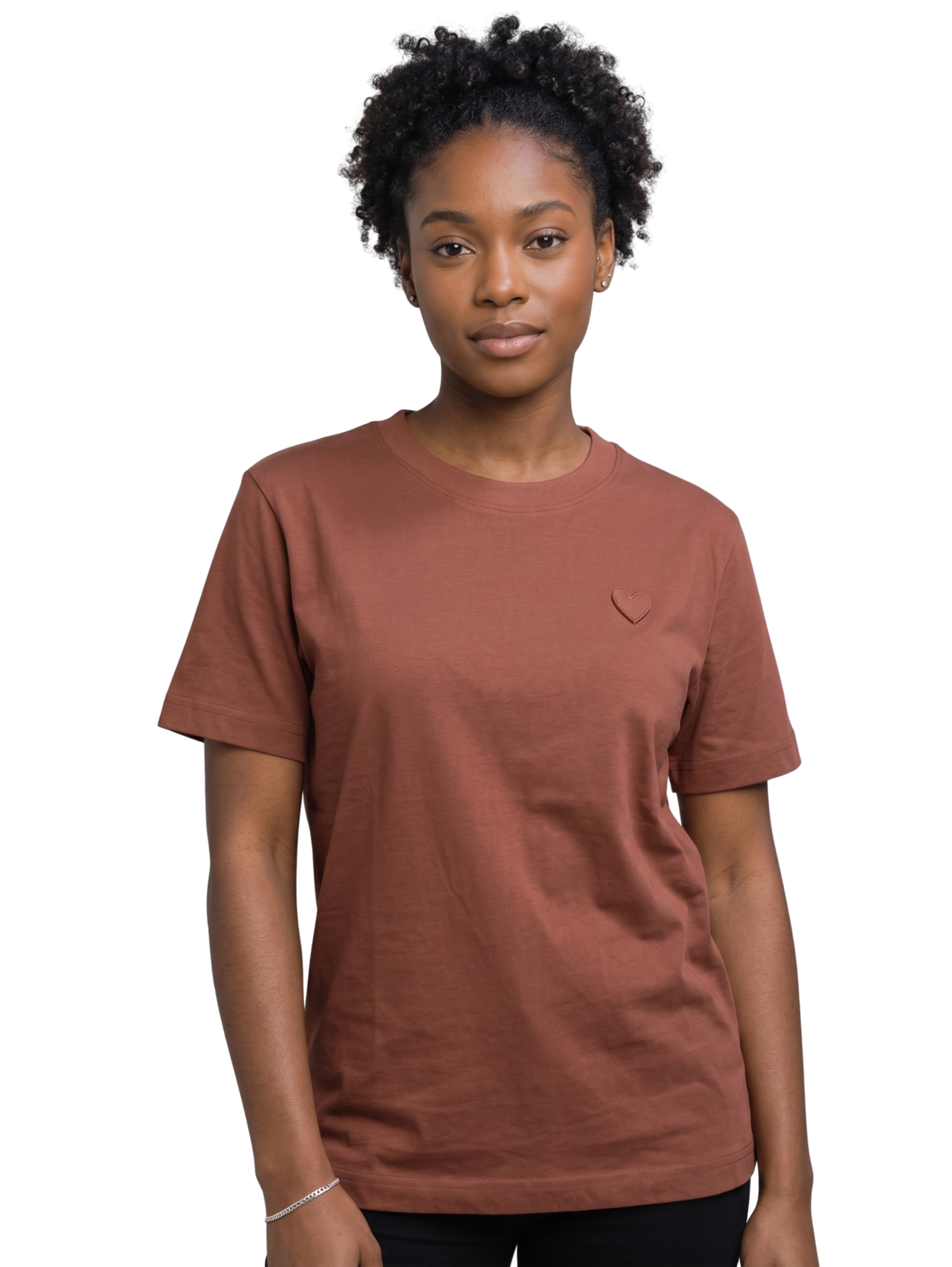 Brown Round Neck T-Shirt With Small Front Design