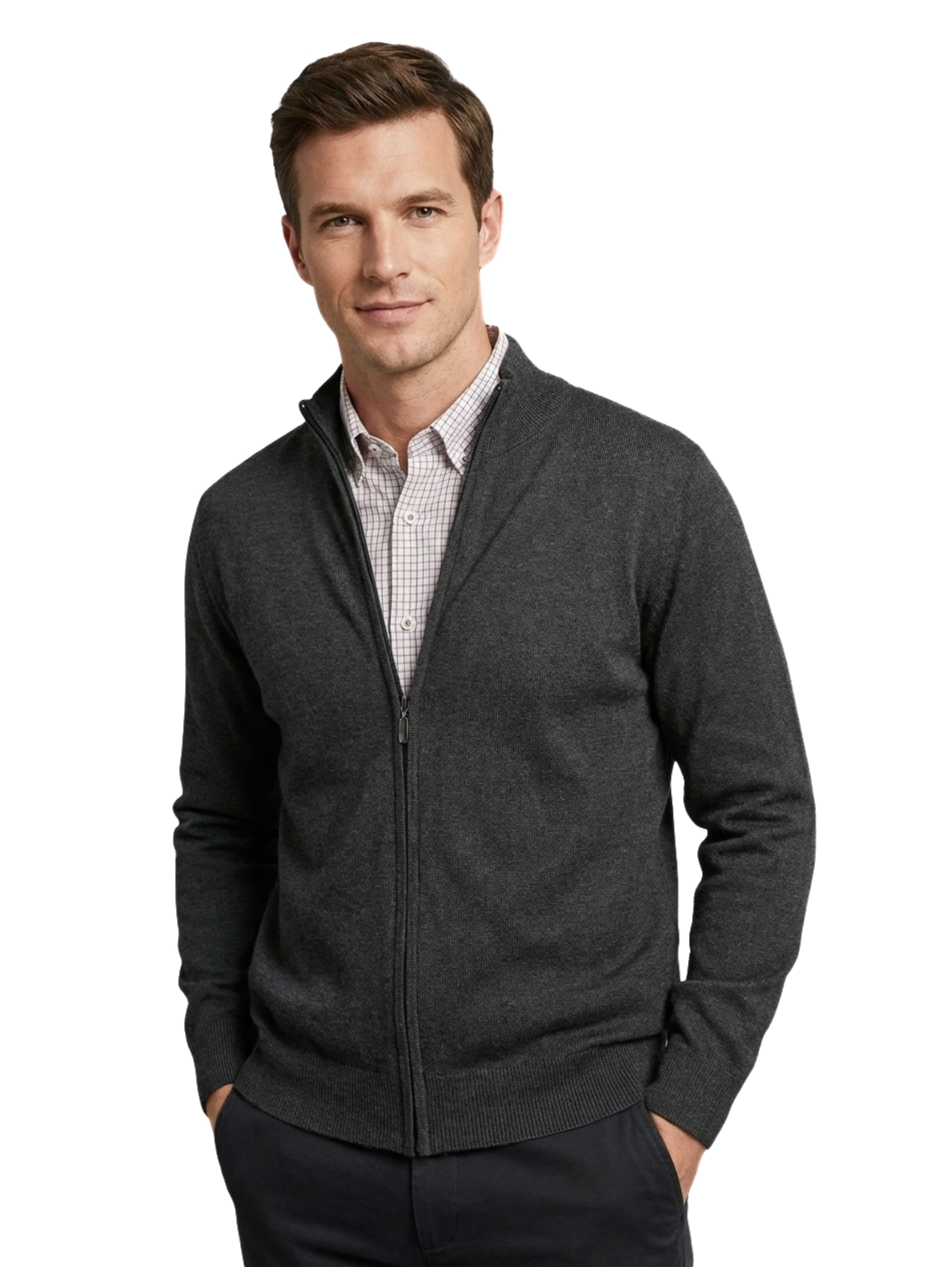 Knitwear Dark Grey Full Zipper Pullover