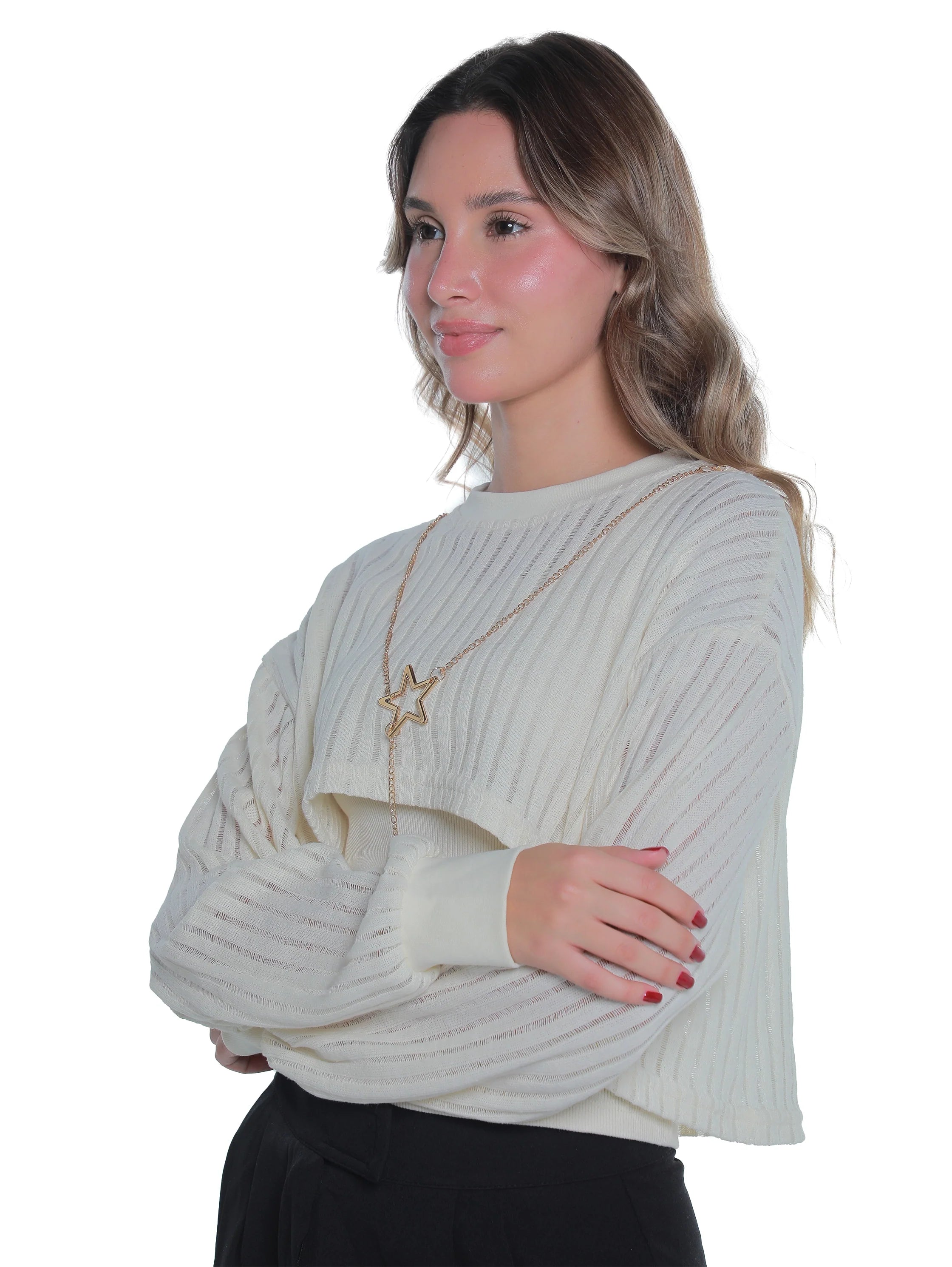 Offwhite 2 pieces Top With Necklace Design