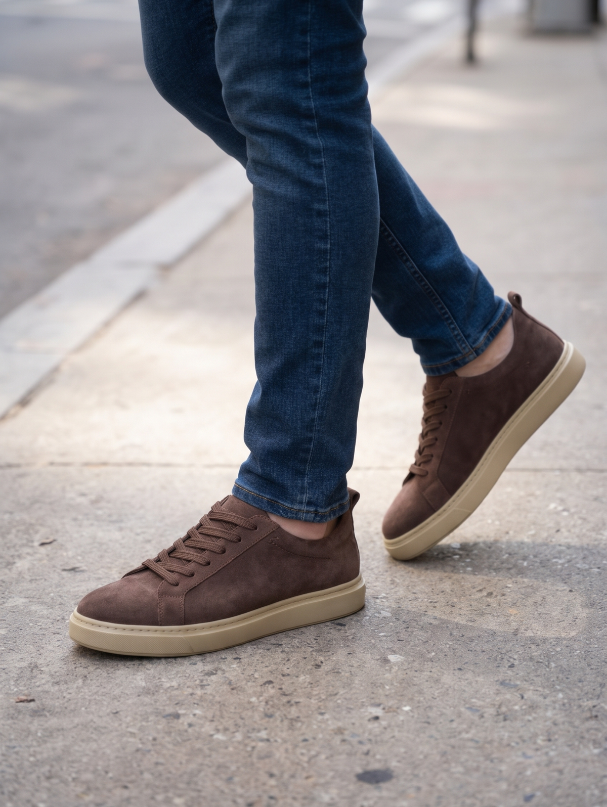 Brown Low-Top Leather Sneakers Shoes