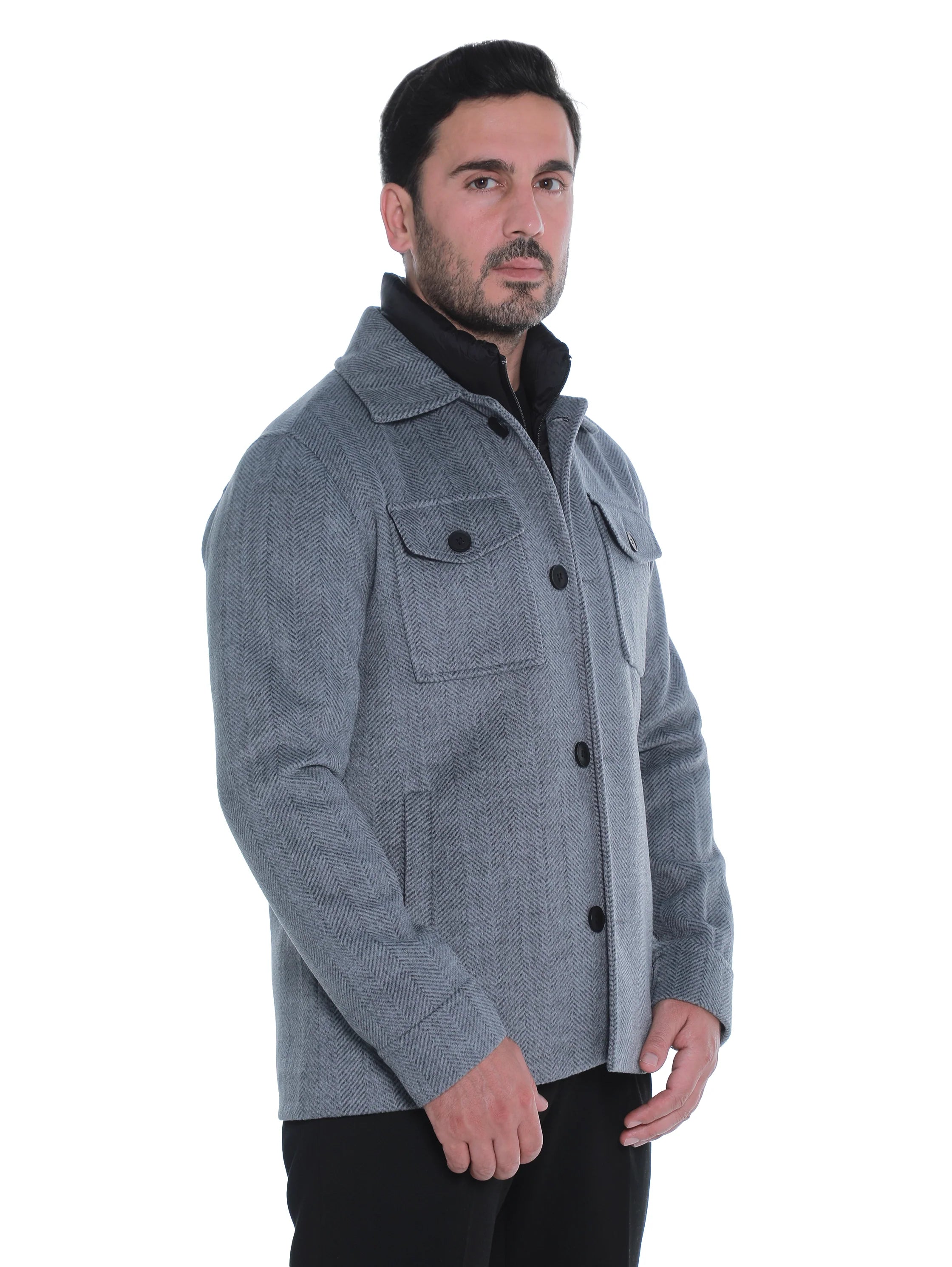 Grey Coat With Removable Inside Layer