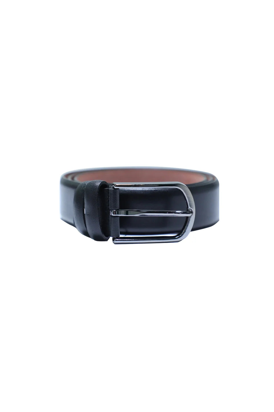 Black Leather Belt With a Classic Silver-Toned Buckle