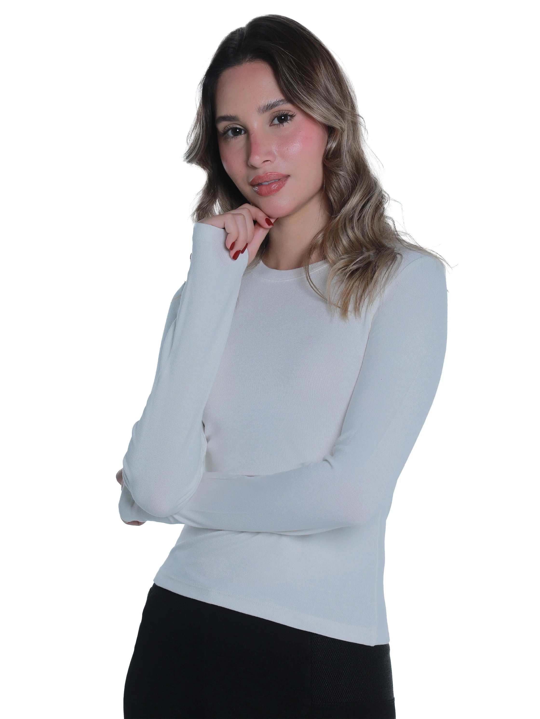 Cotton Offwhite Top With Open Attached Finger