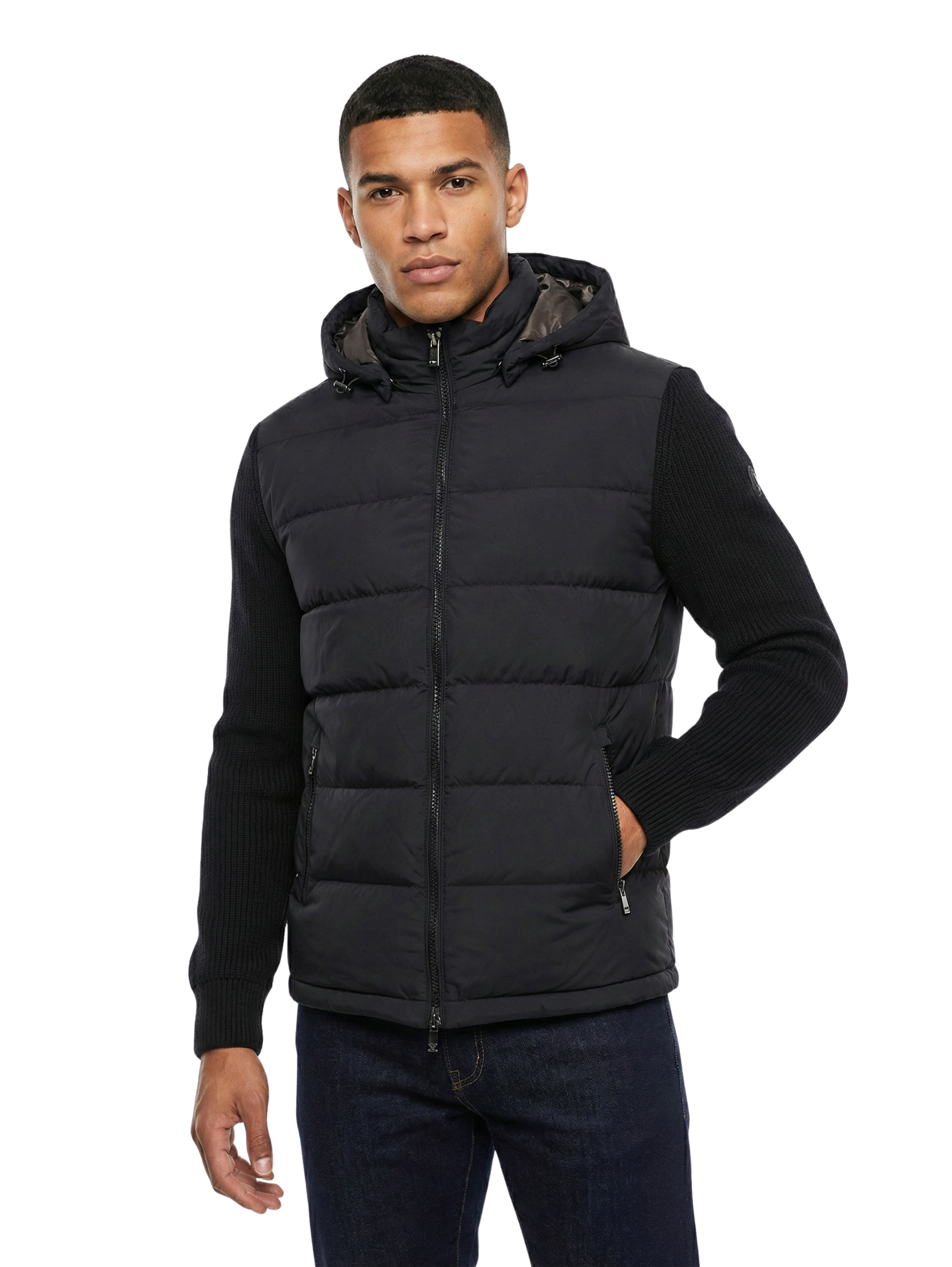Damat Zipper Padded Black Jacket With Zippered Closable Pockets