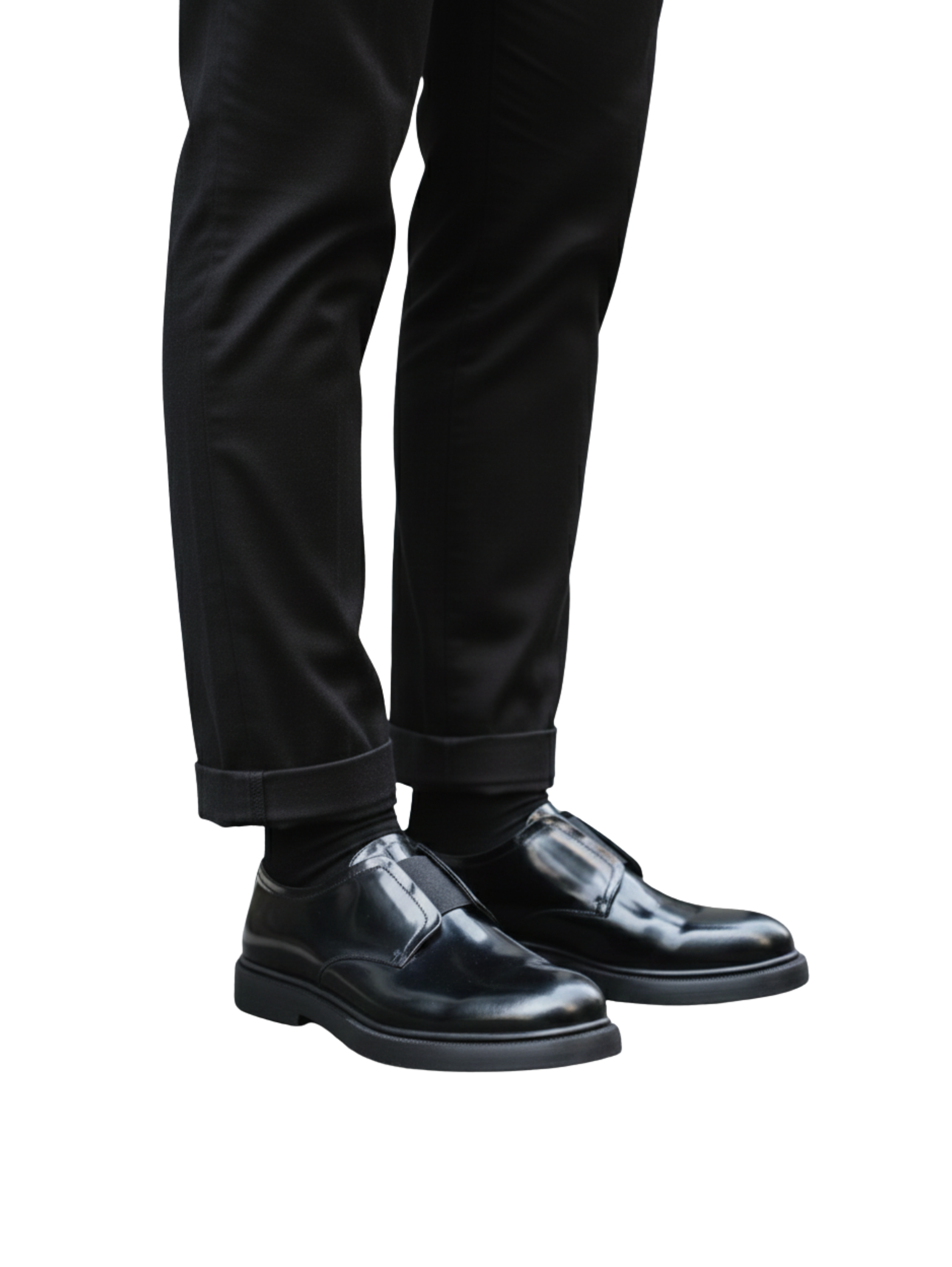 Black Derby Shoes With Double Monk Strap