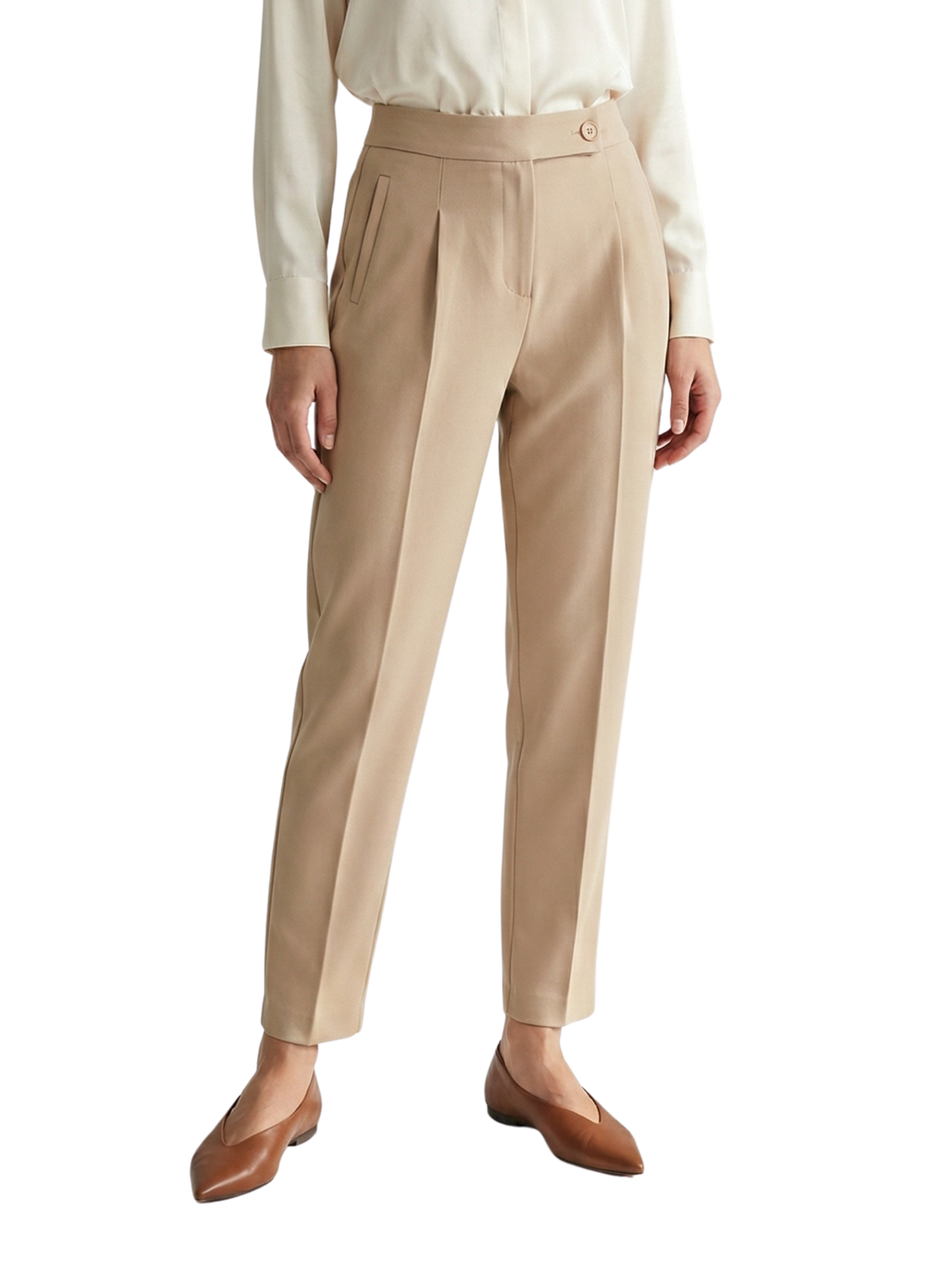 Classy Beige Pant With Side Button To Close