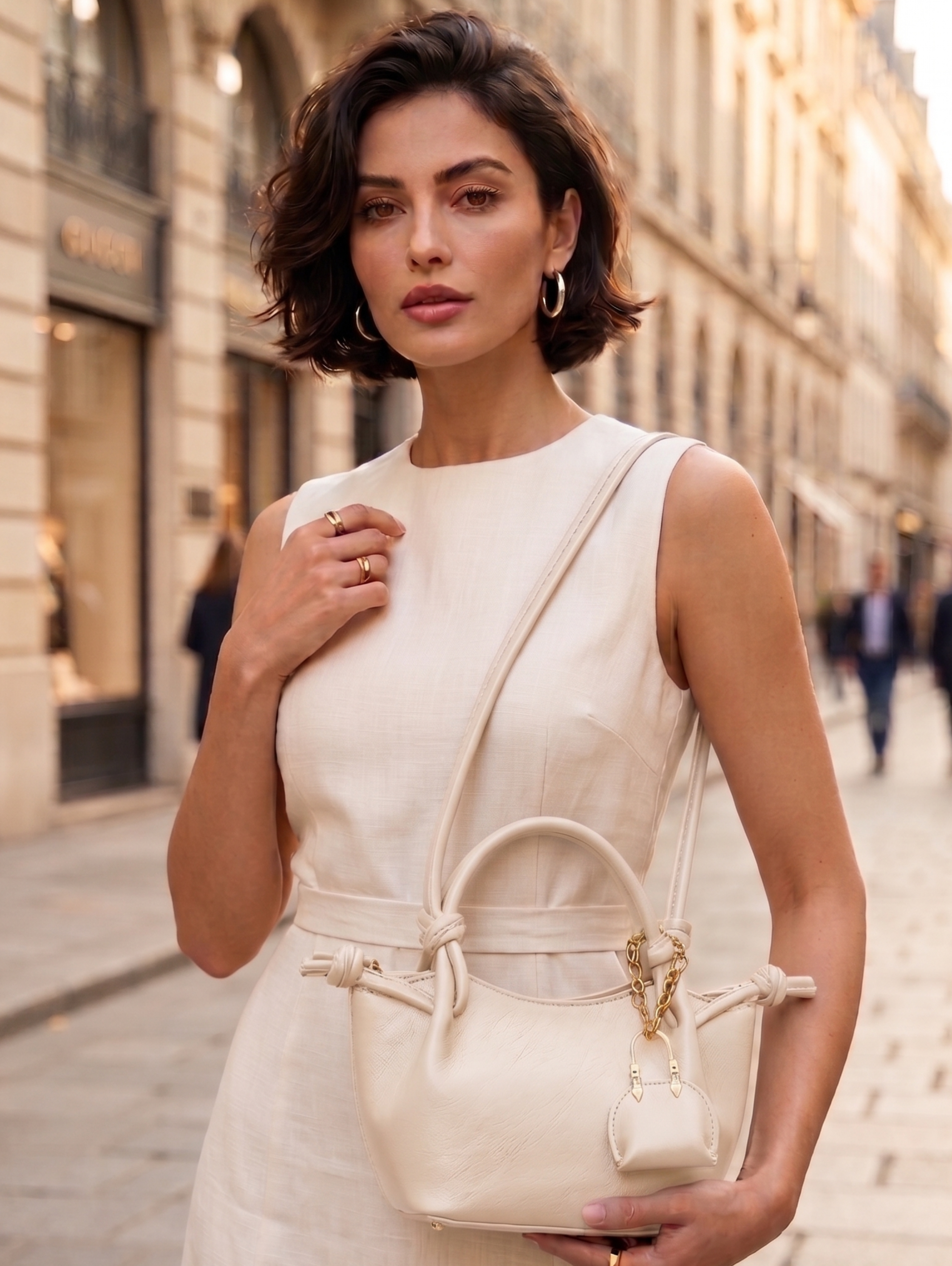 Chic Mini Beige Knot Tote Bag