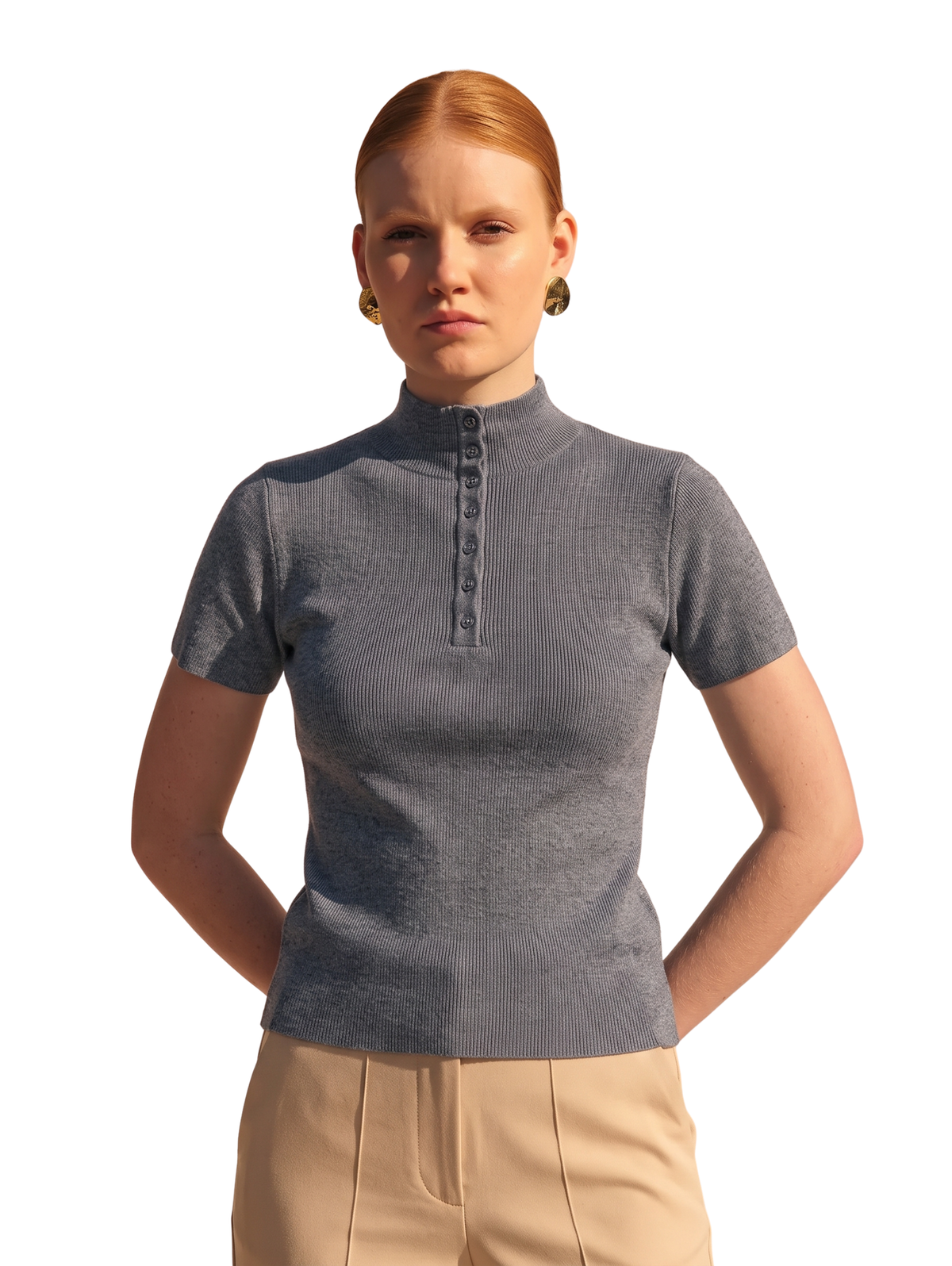 Grey Short-Sleeve Pullover
