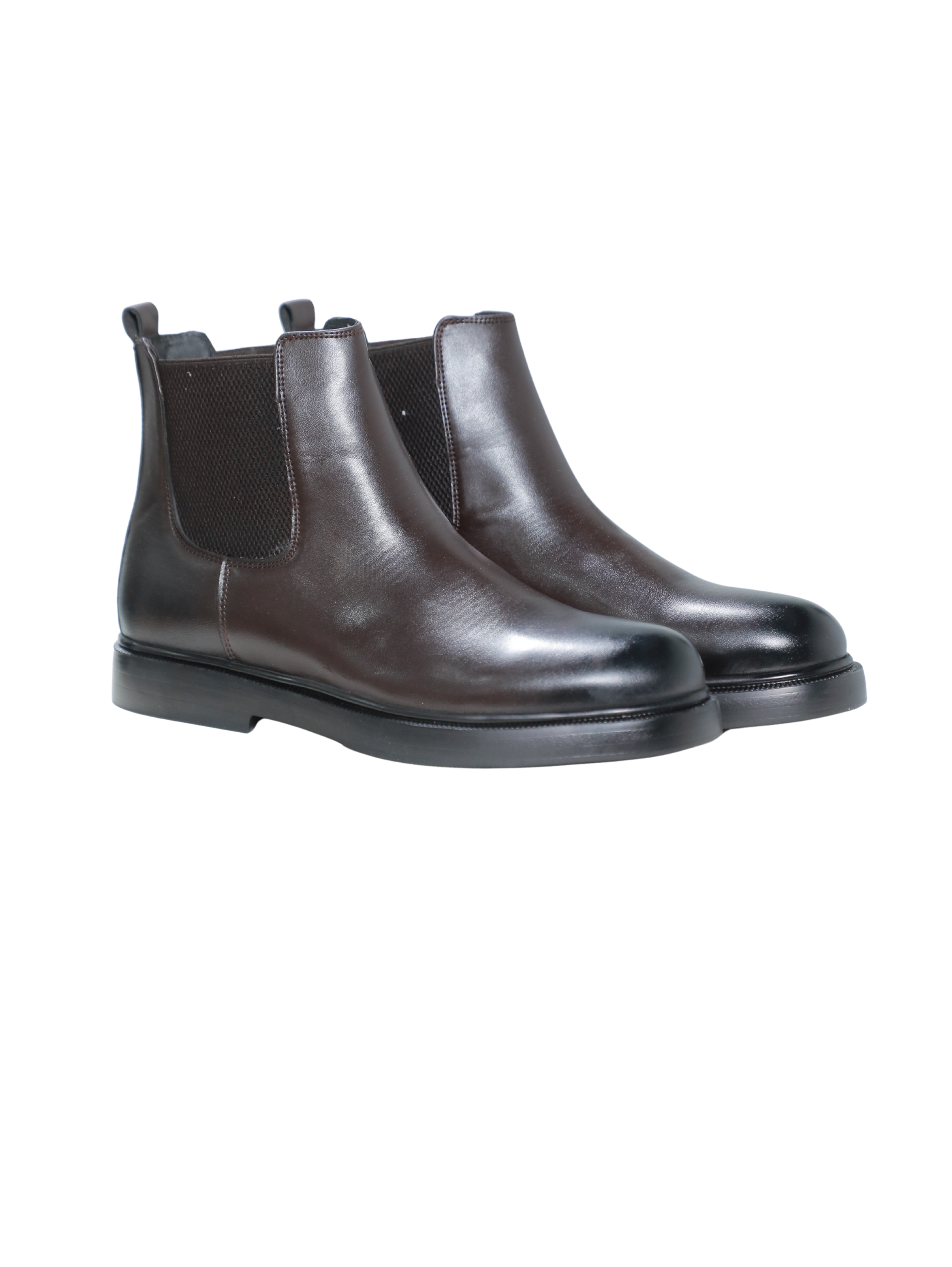 Dark Brown Ankle Boot With Elastic Side