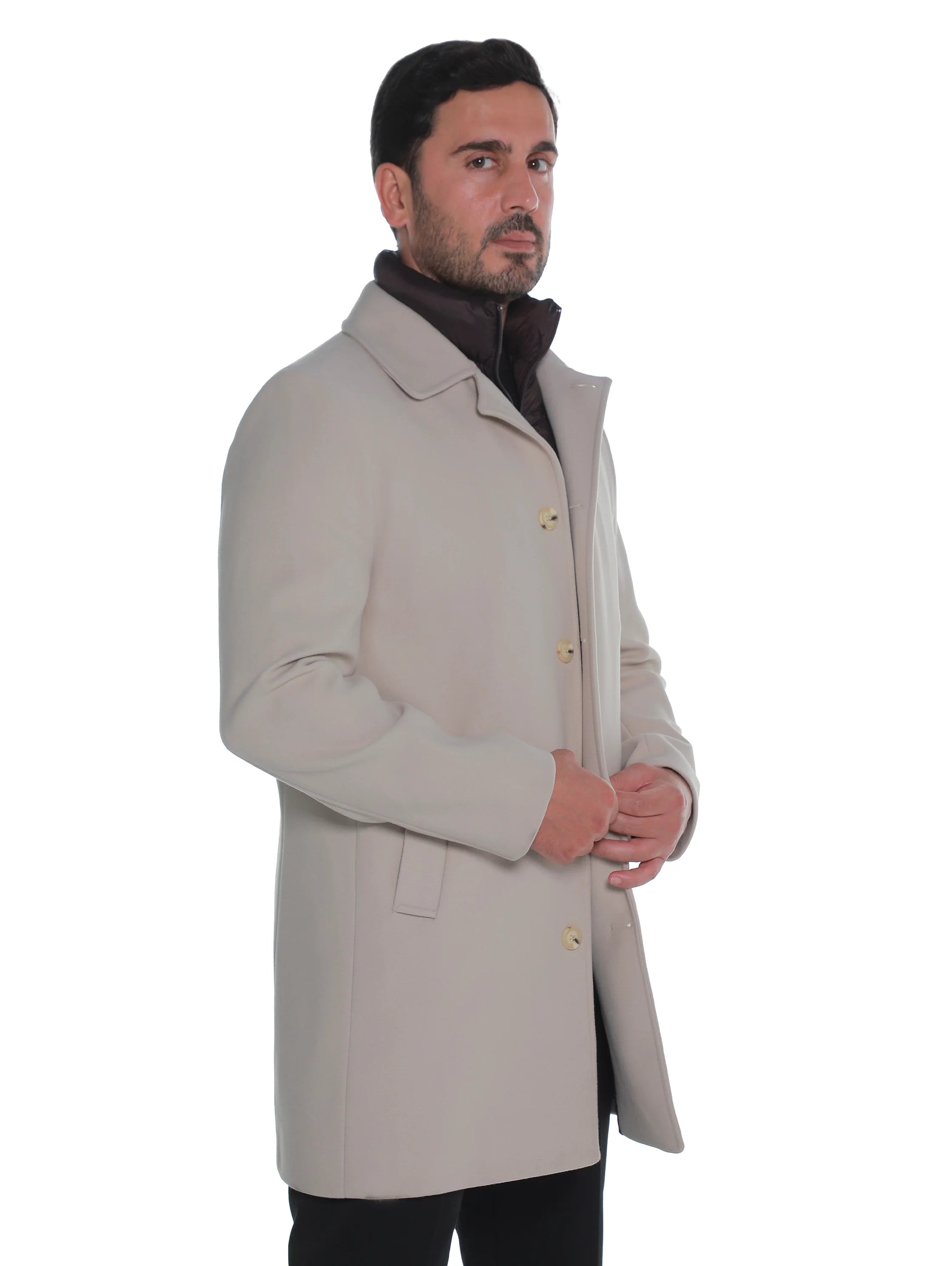 Beige Casual Coat with Double Layer