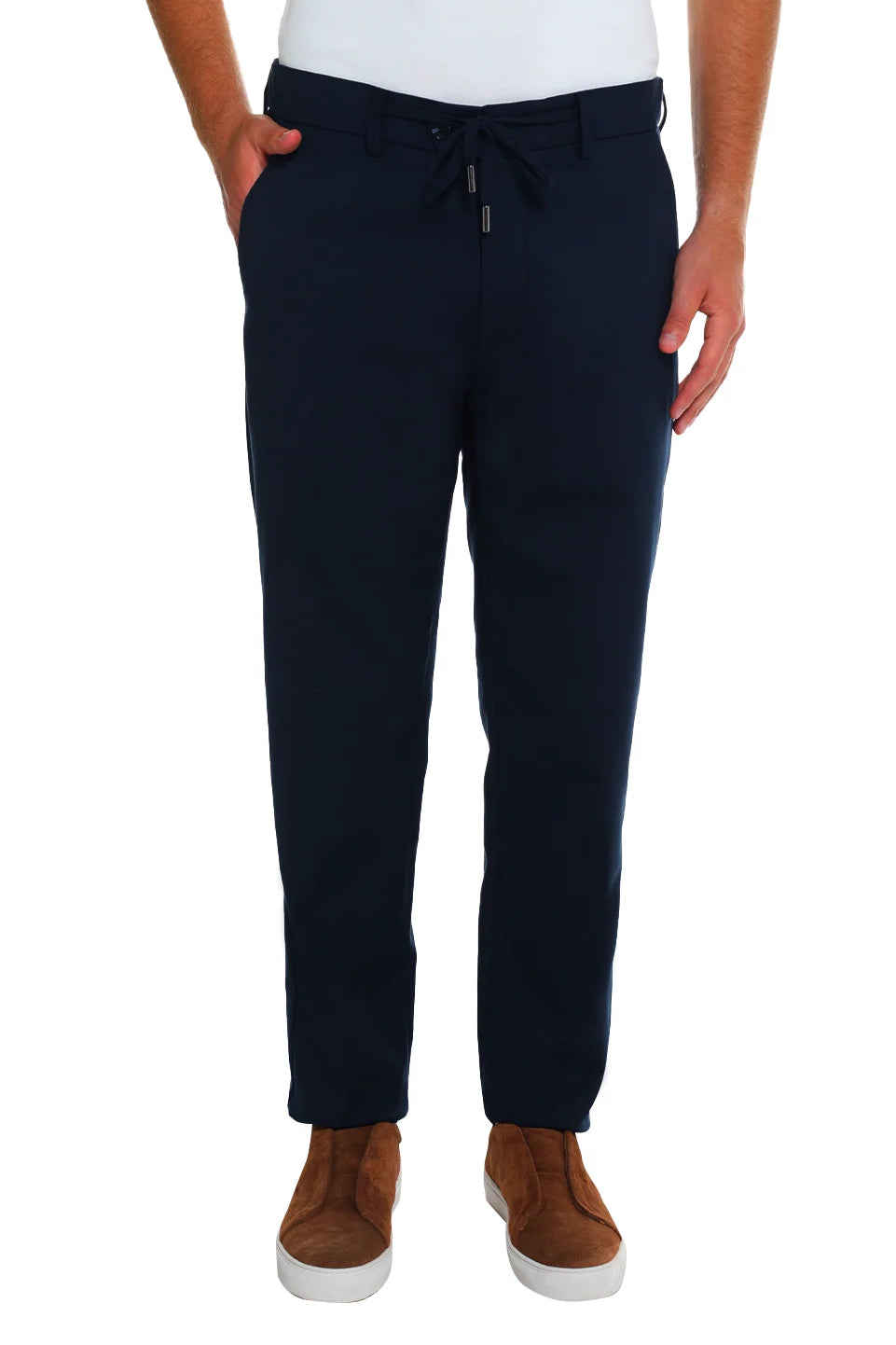 Sport Chic Navy Pant With Zipper & Tie To Close