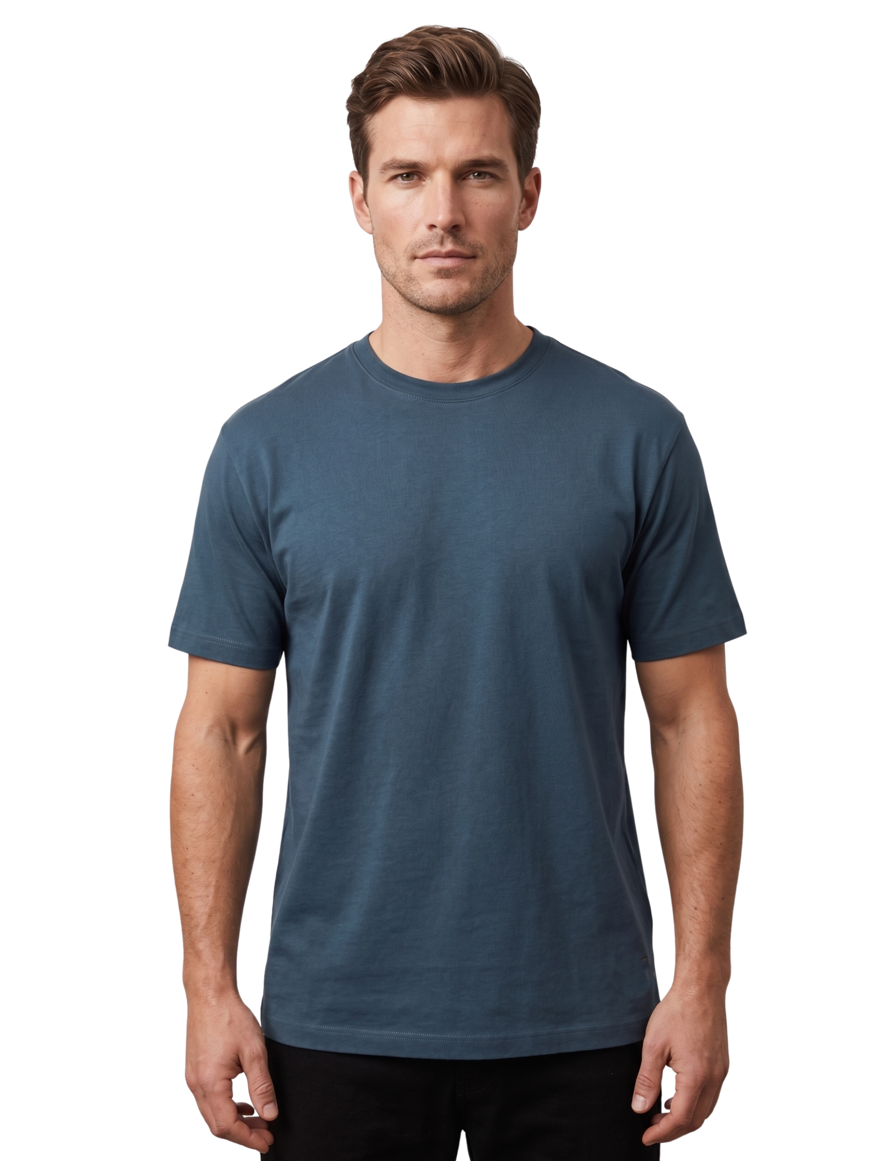 Short Sleeved Indigo Plain T-Shirt