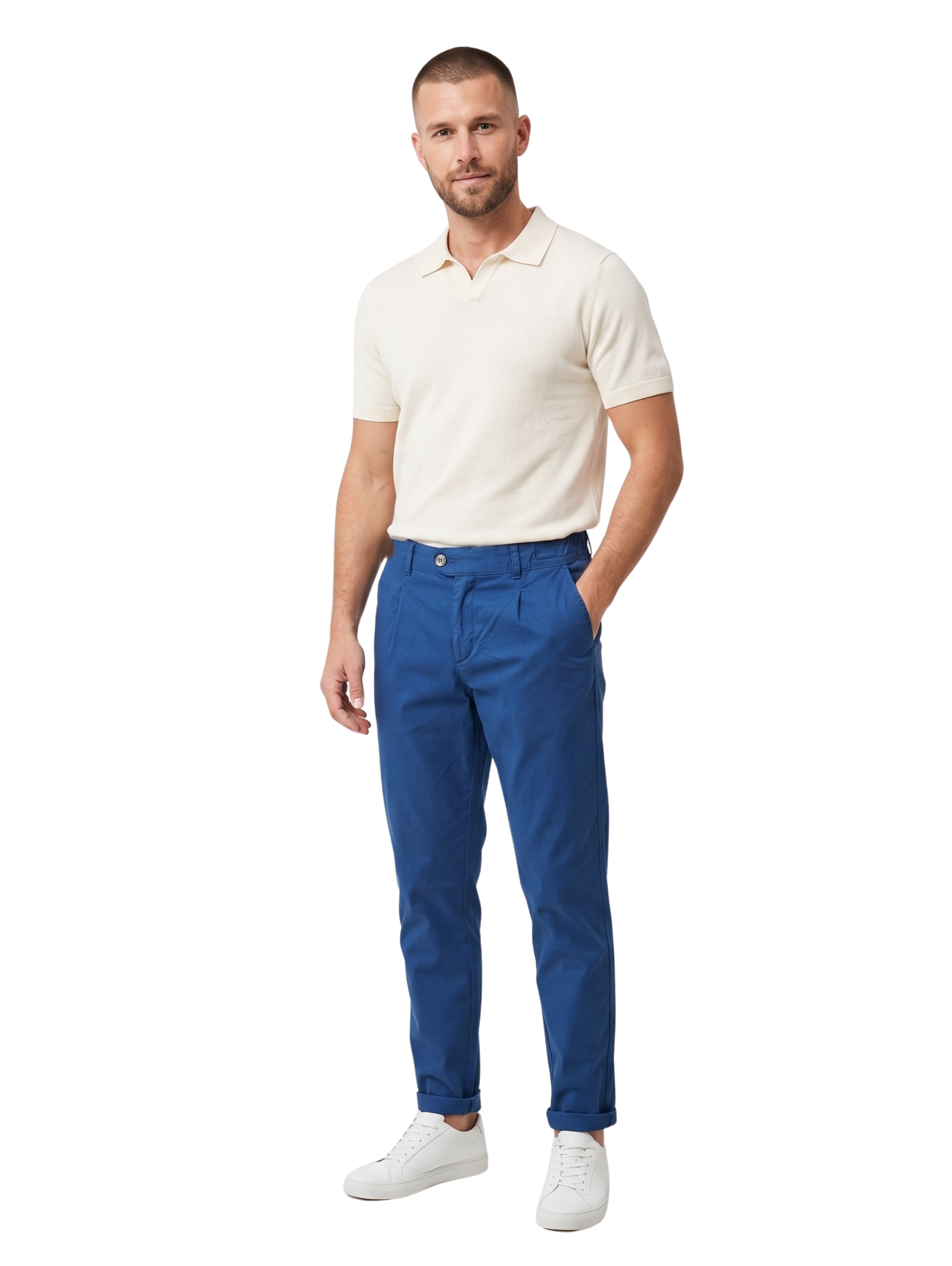 Blue Chino-Style Jogger Pants