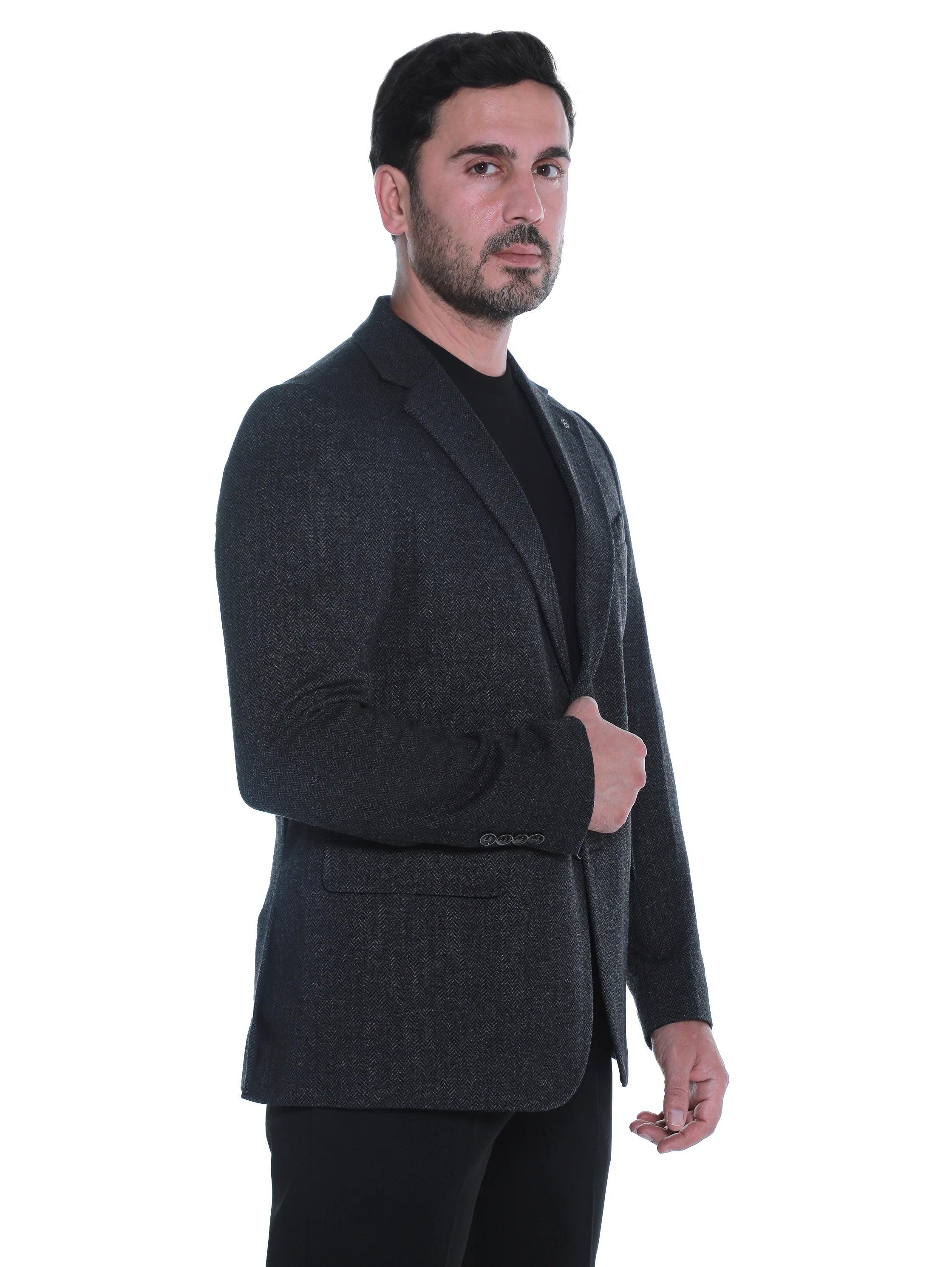 Black Blazer With Lapel Pockets