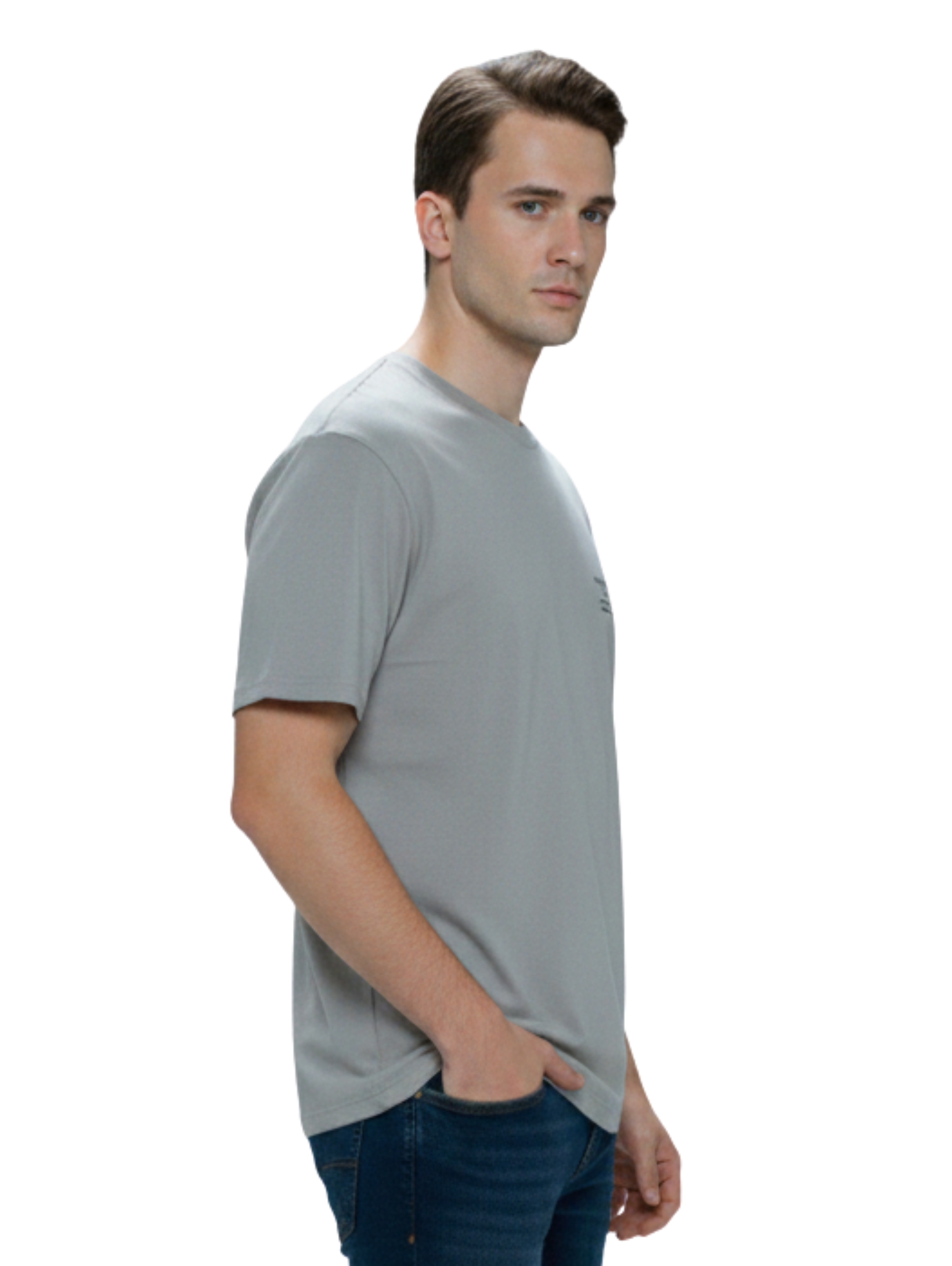 Round Neck Cotton Grey T-Shirt