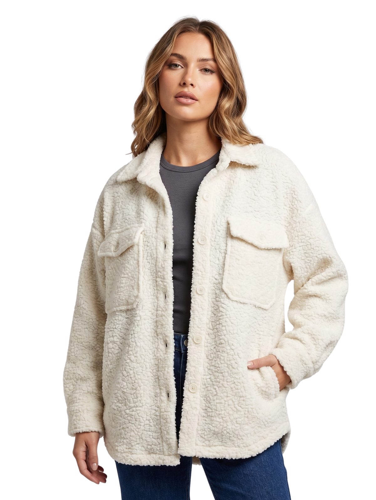 White Long Sleeved Shirt Jacket