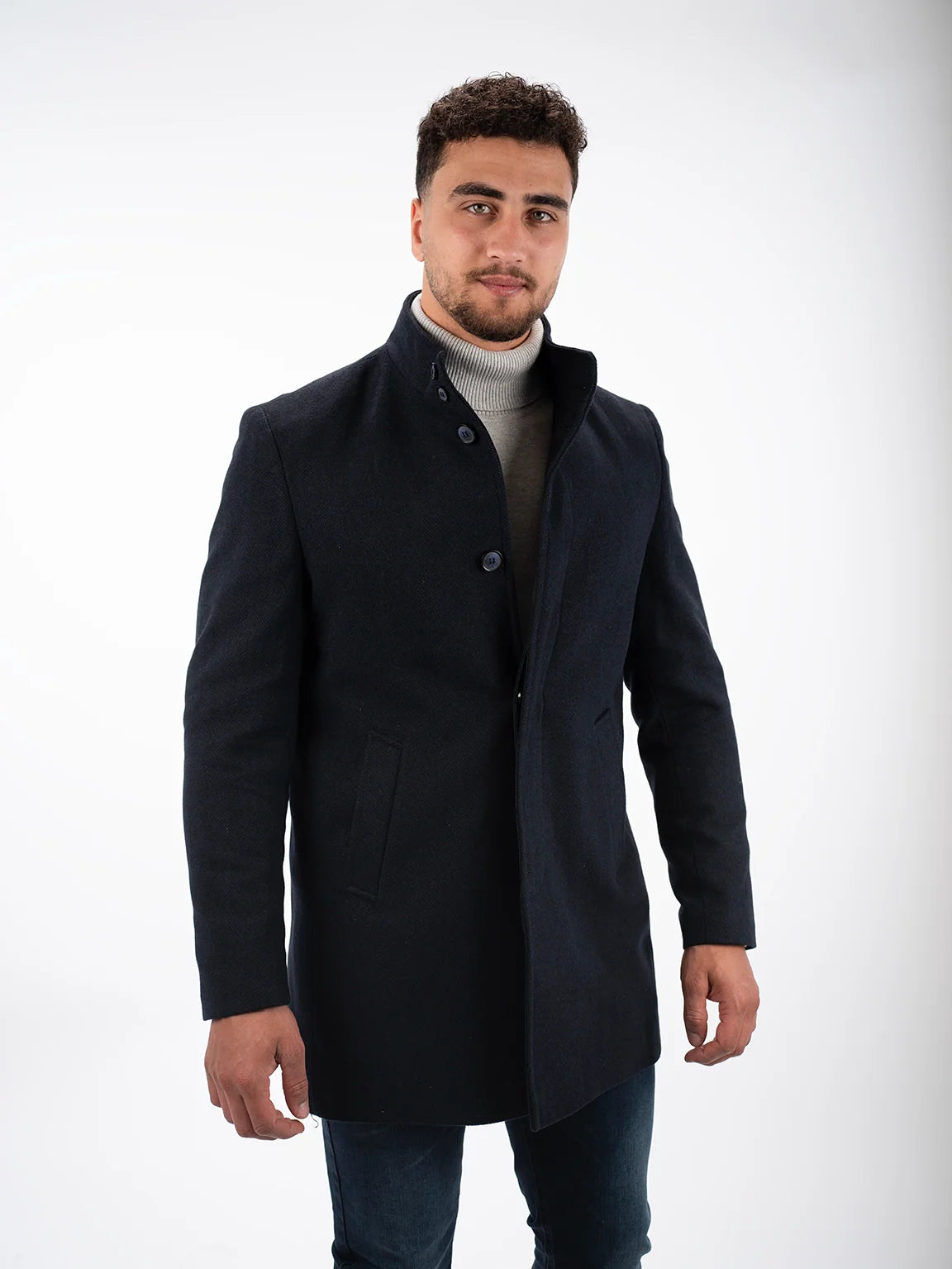 Navy Coat with Button to Close