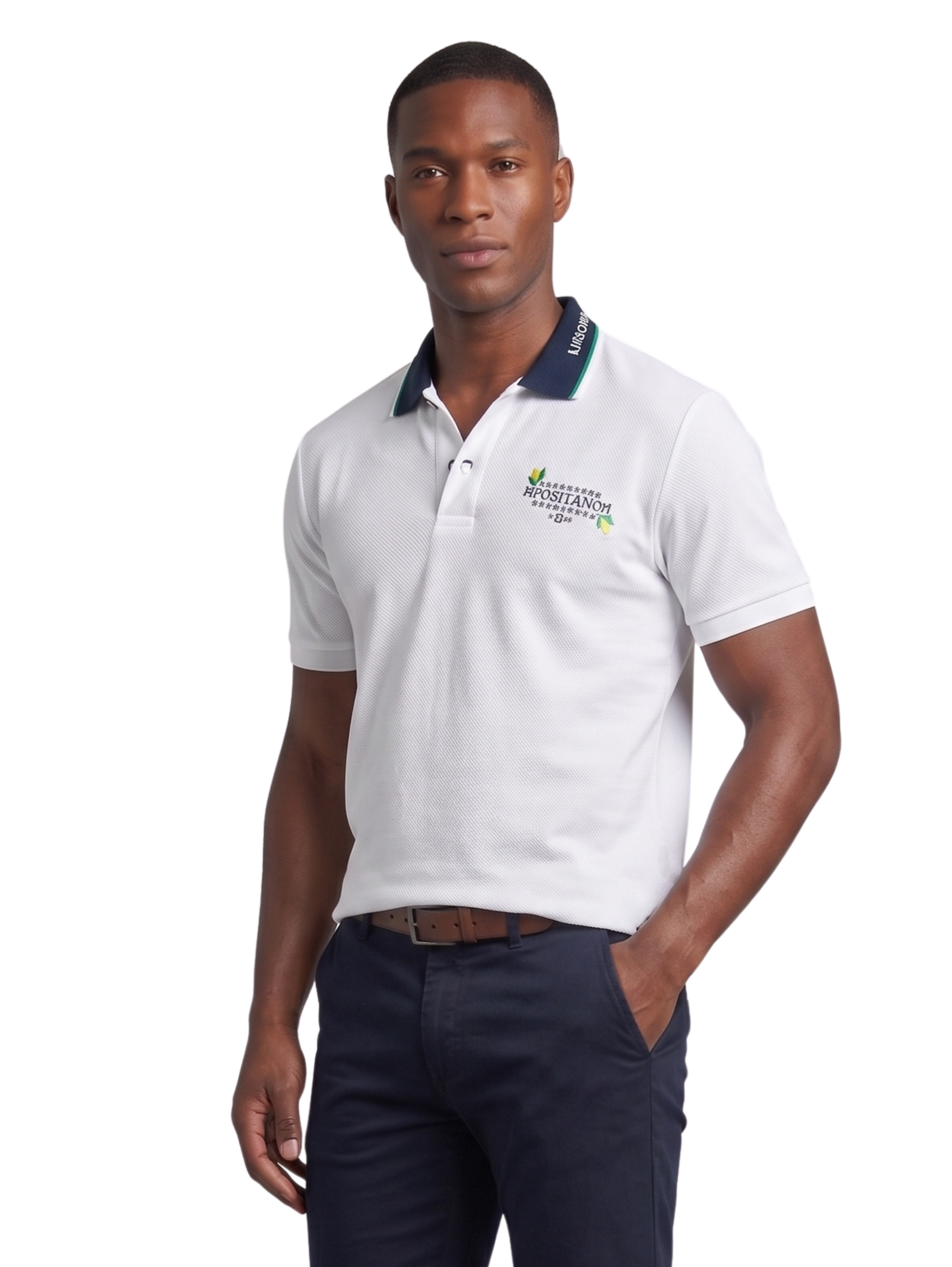 Xint White Short Sleeved With Two Button Placket Polo