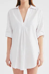 Trendyol White Flared Cotton Mini Beach Dress