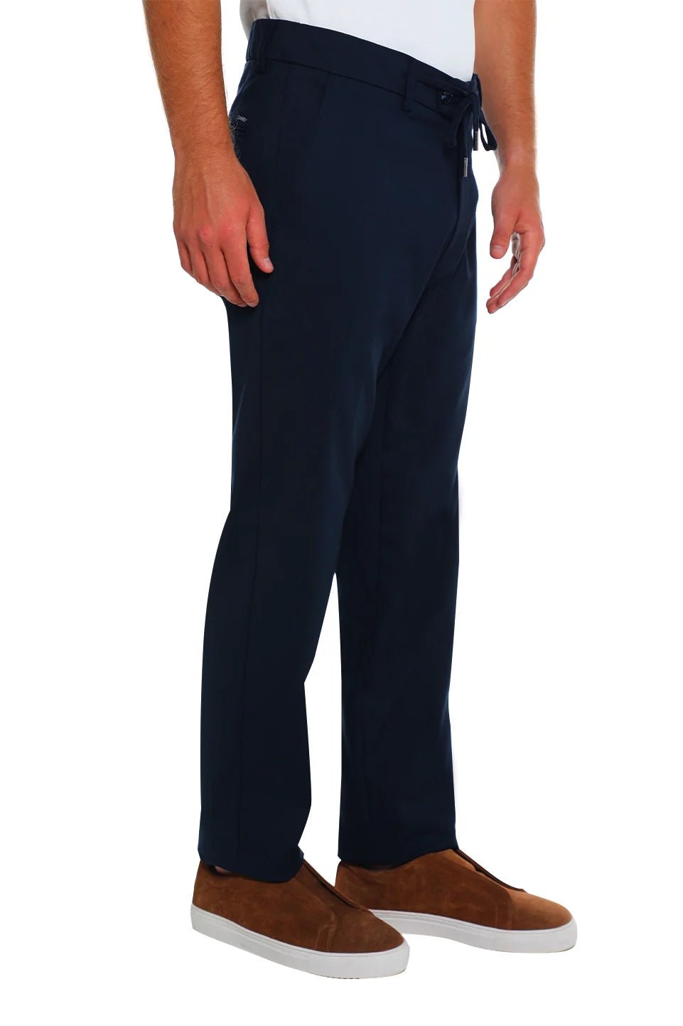 Sport Chic Navy Pant With Zipper & Tie To Close