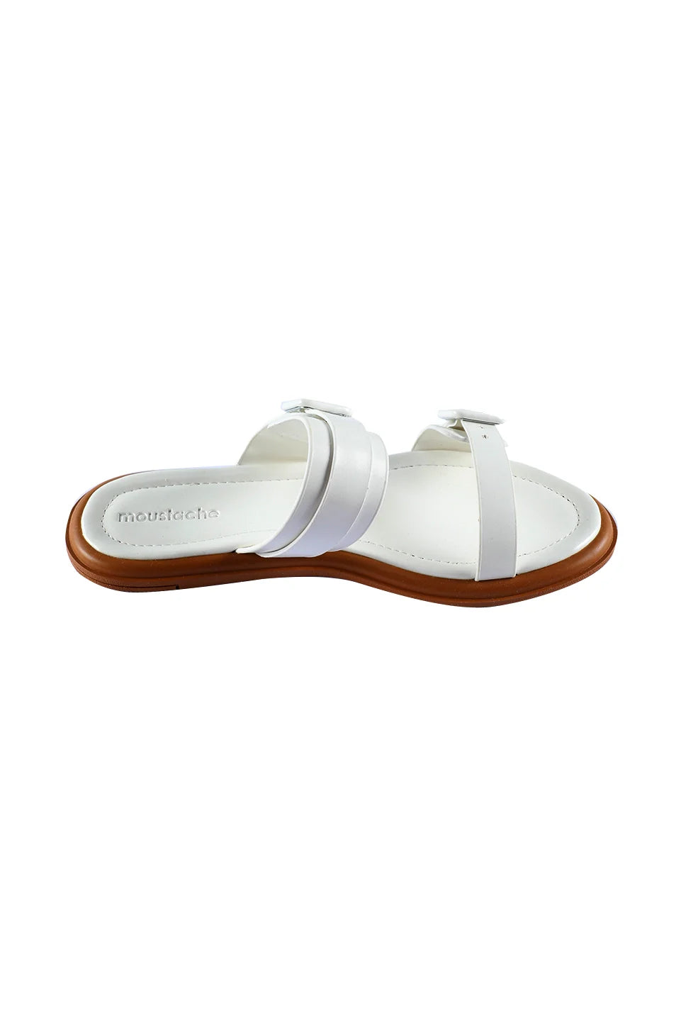 Double Strap Flat White Slipper