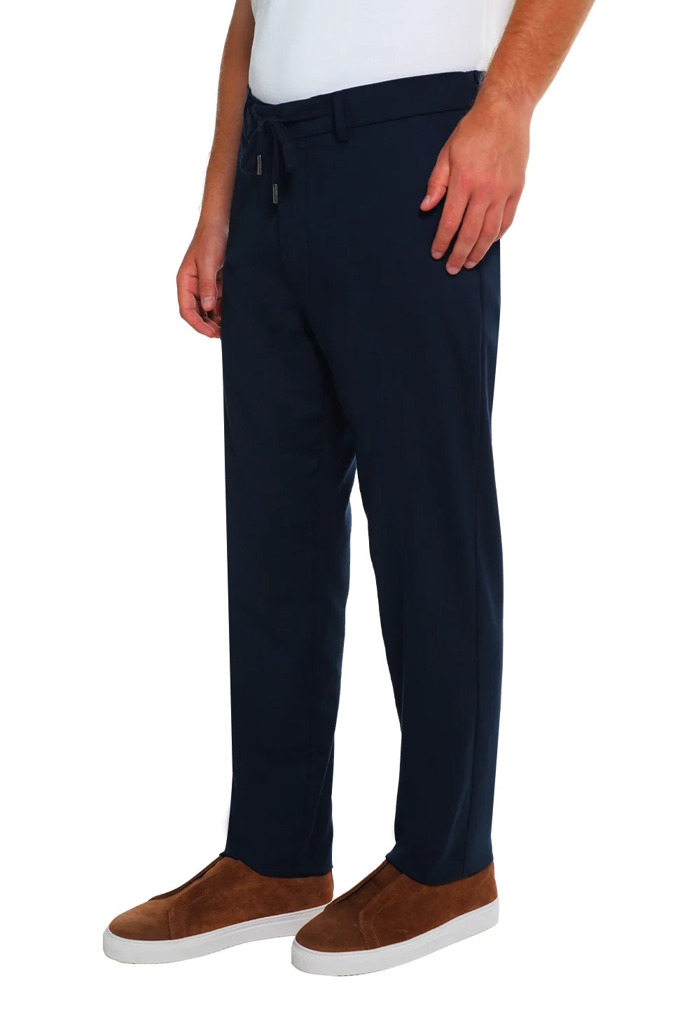 Sport Chic Navy Pant With Zipper & Tie To Close