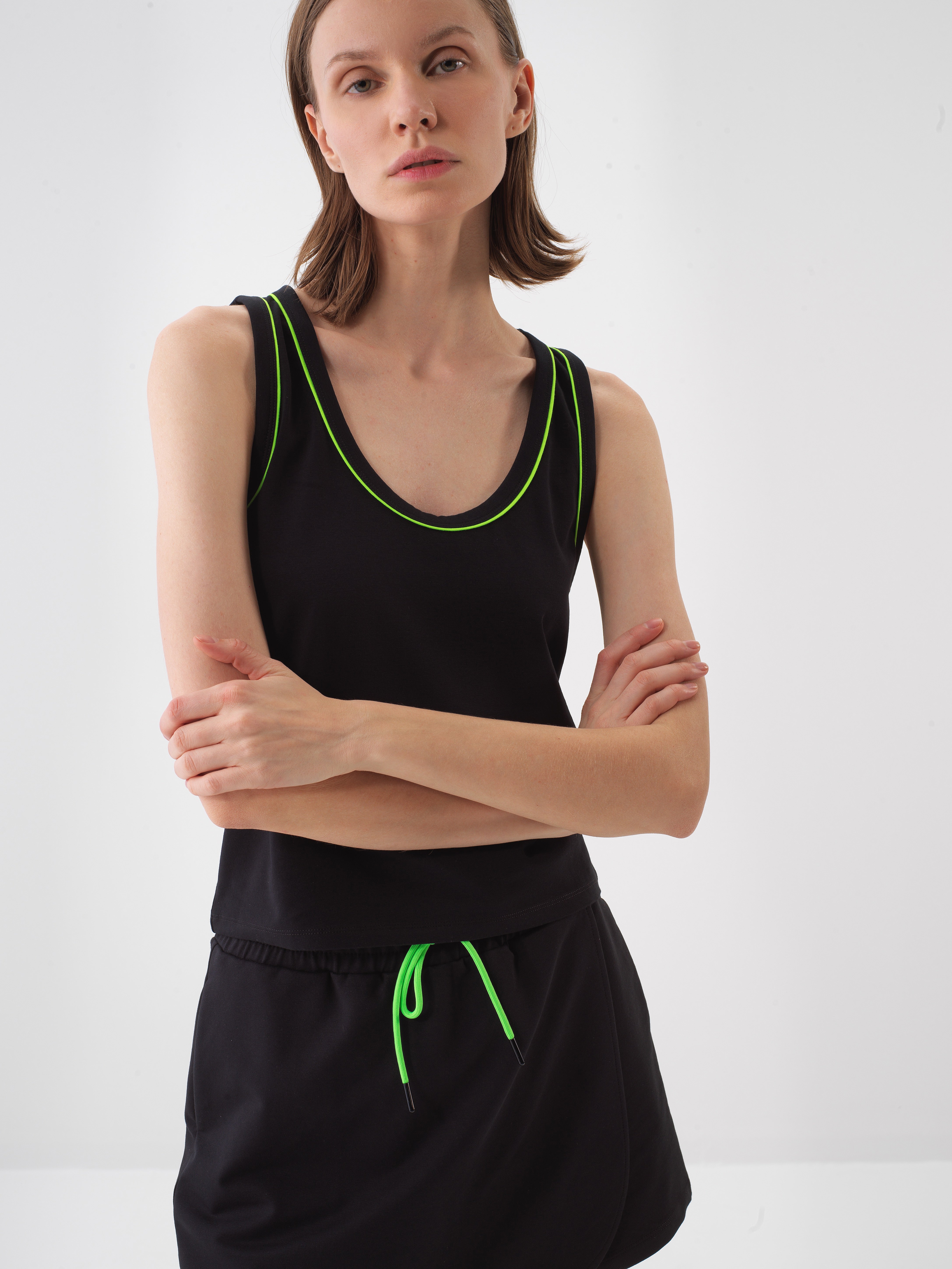 Xint Black Regular Fit Cotton Basic Top