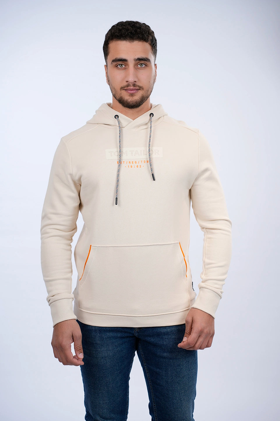 Tom Tailor light Sand Hoodie With A Logo Print