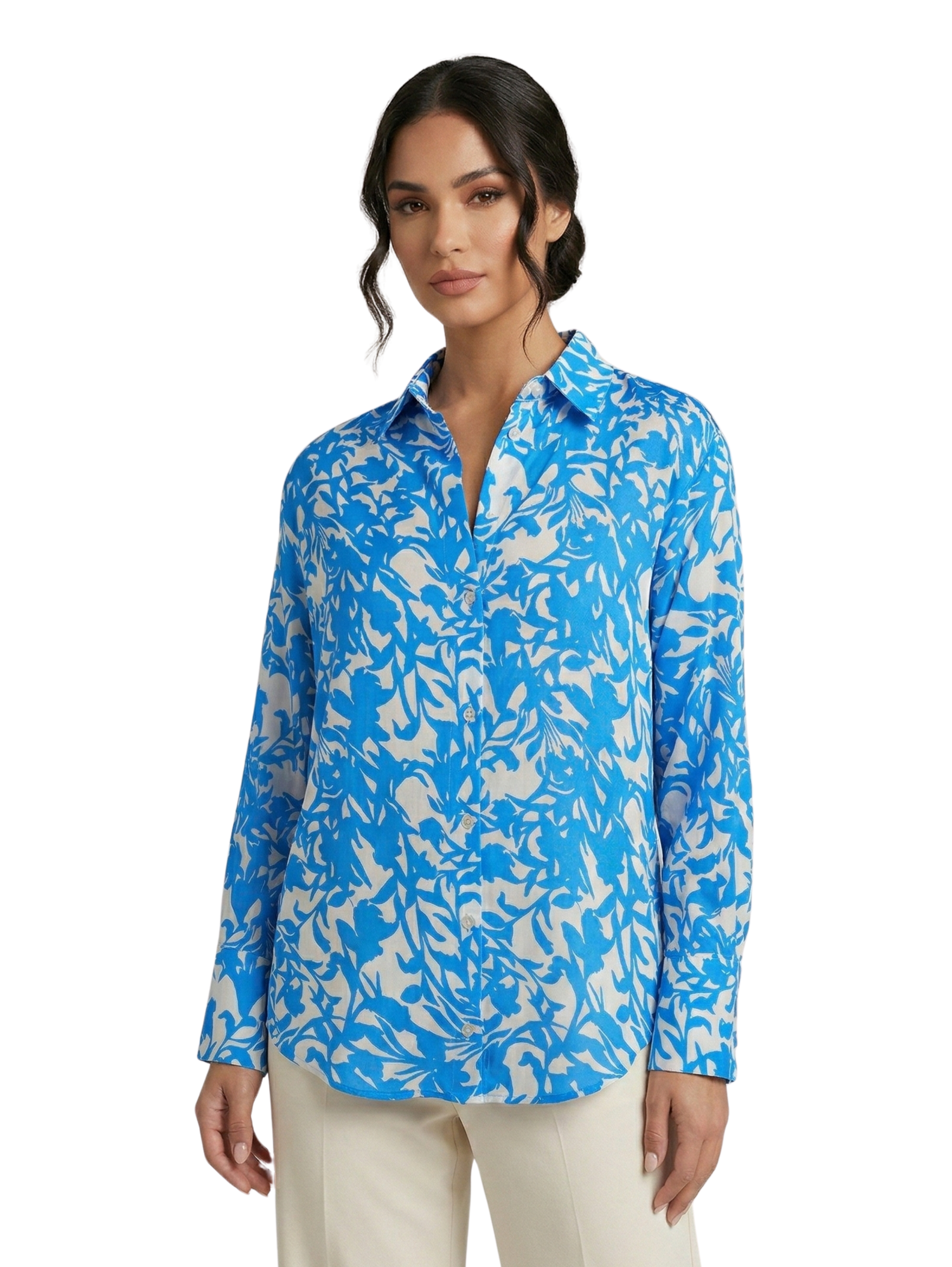 Blue Long Sleeve Shirt With Design