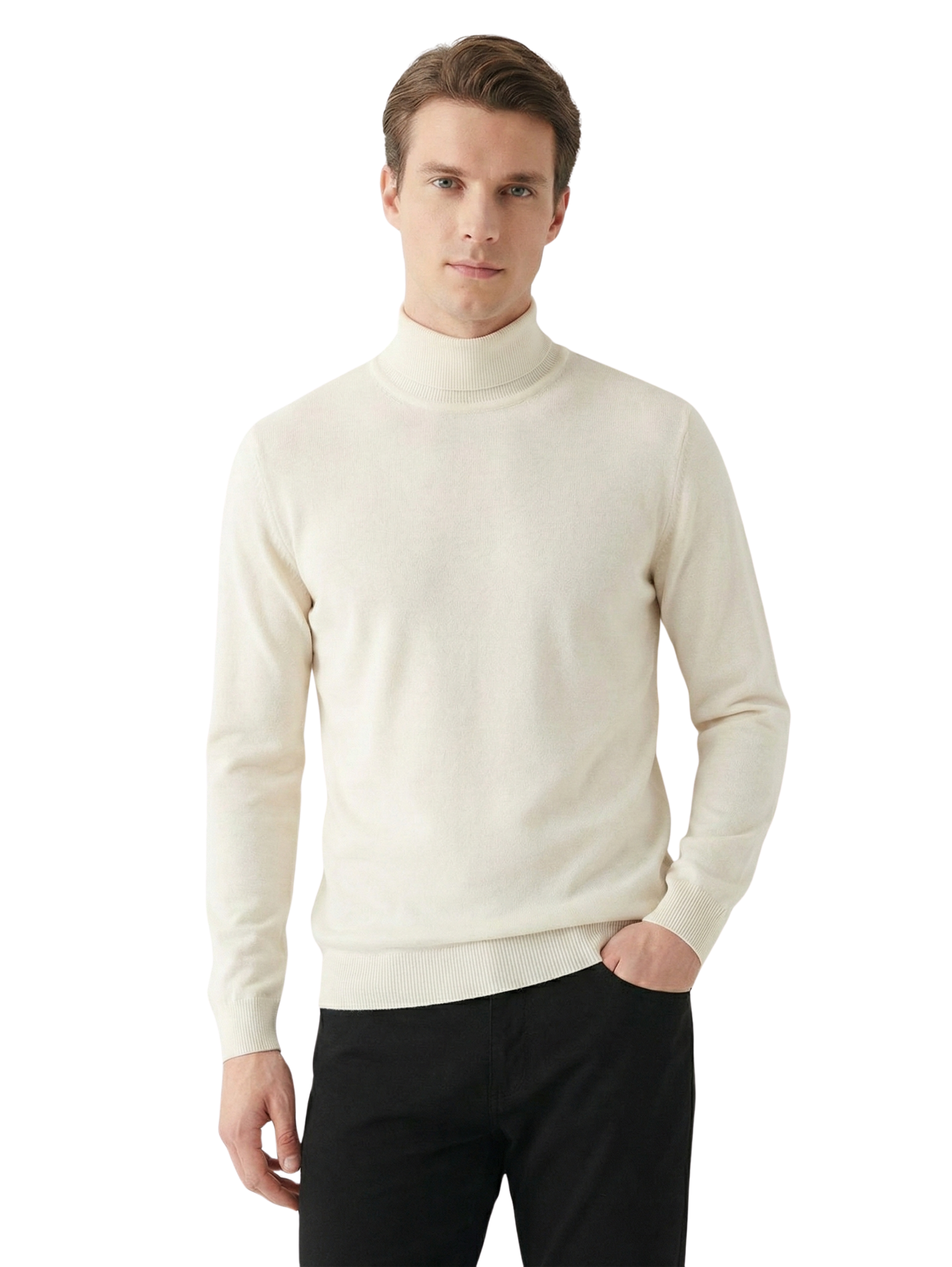 Damat Long Sleeve Turtleneck Knitwear Offwhite Pullover