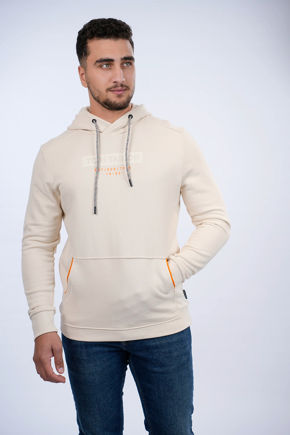 Tom Tailor light Sand Hoodie With A Logo Print