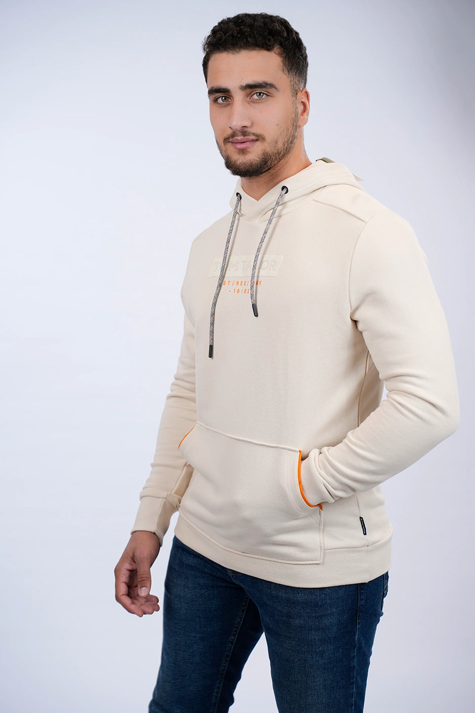 Tom Tailor light Sand Hoodie With A Logo Print