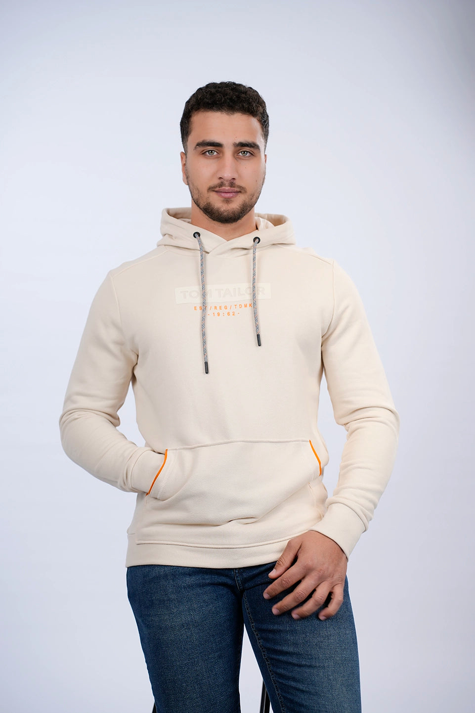 Tom Tailor light Sand Hoodie With A Logo Print