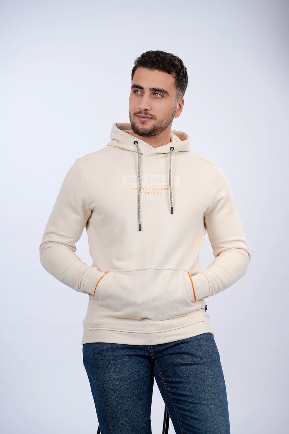 Tom Tailor light Sand Hoodie With A Logo Print