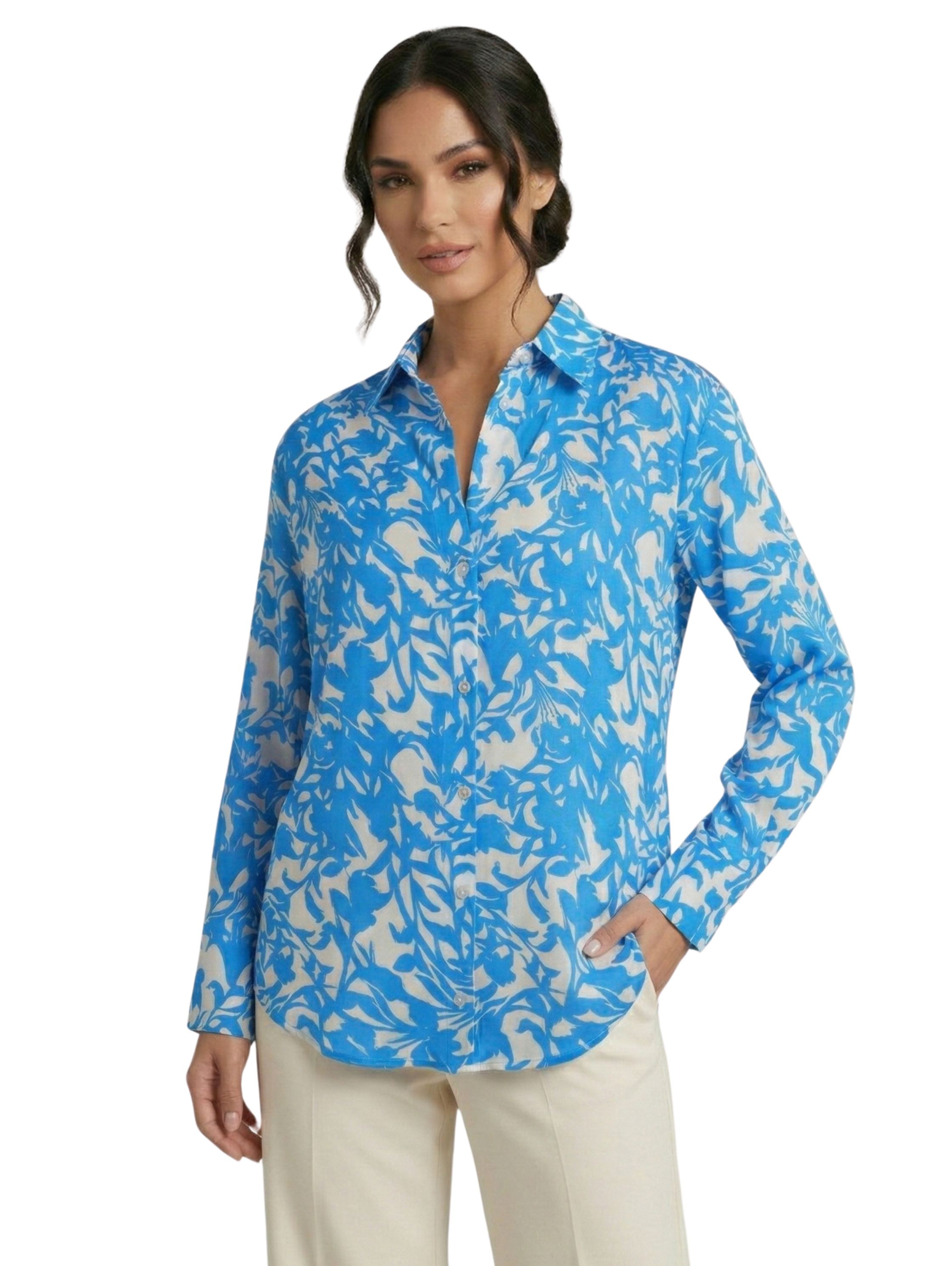 Blue Long Sleeve Shirt With Design