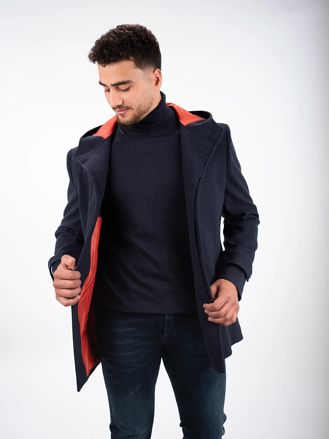 Navy Hooded Coat