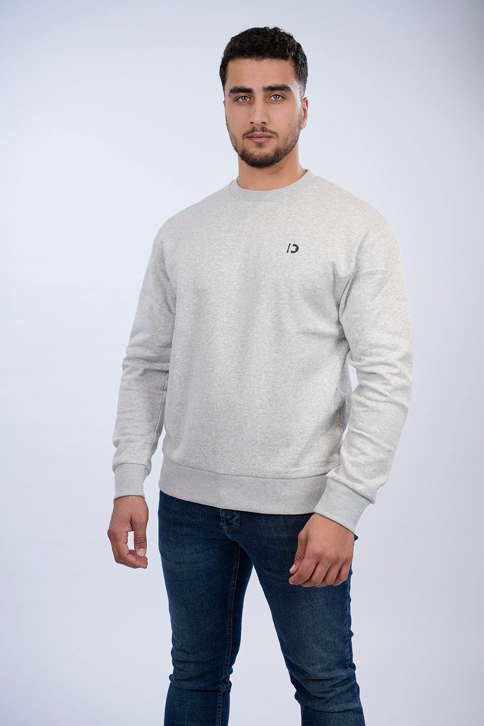 Basic Grey Sweater With A Logo Print