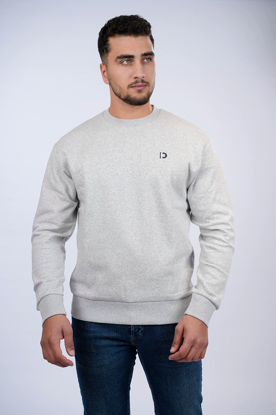 Basic Grey Sweater With A Logo Print